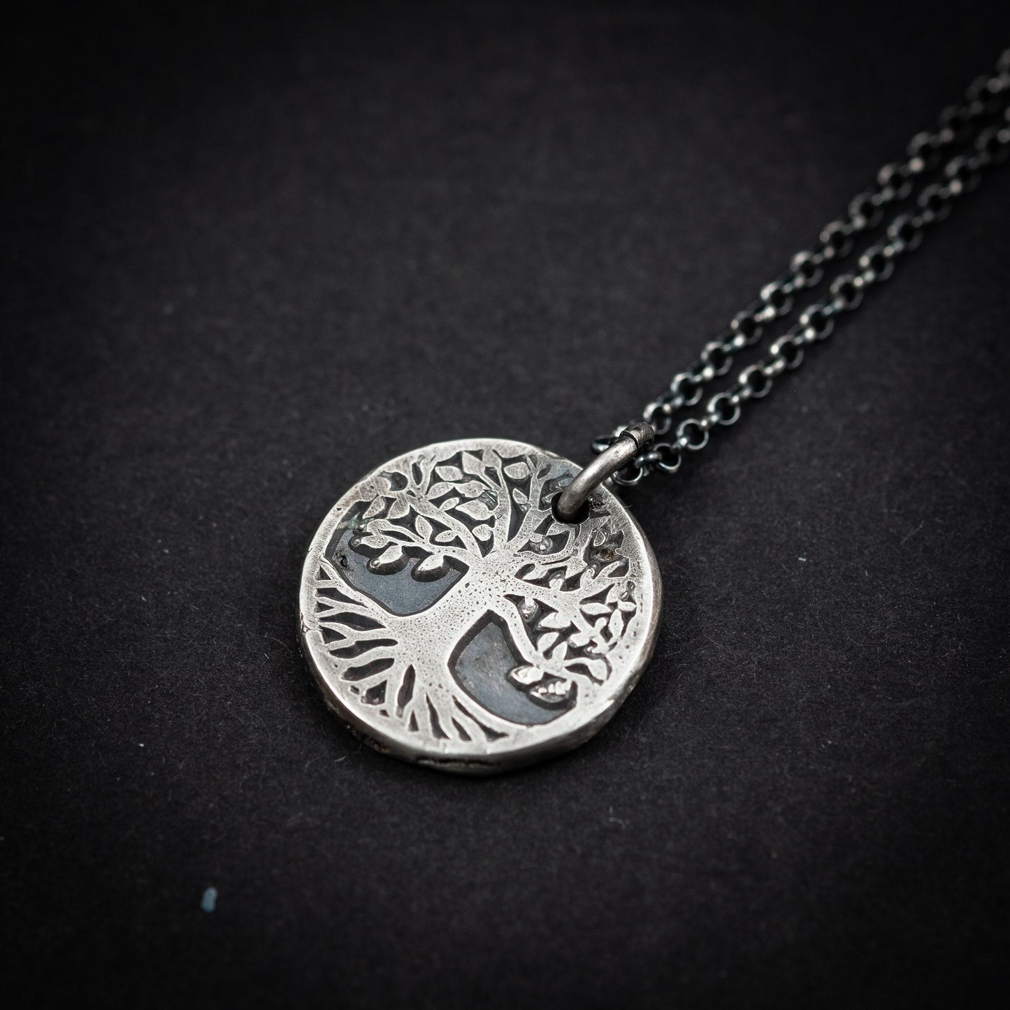 Yggdrasil Pendant - Oxidized Silver Necklace - Rustic Norse Tree of Life Design, Sterling 925, Handmade Gift