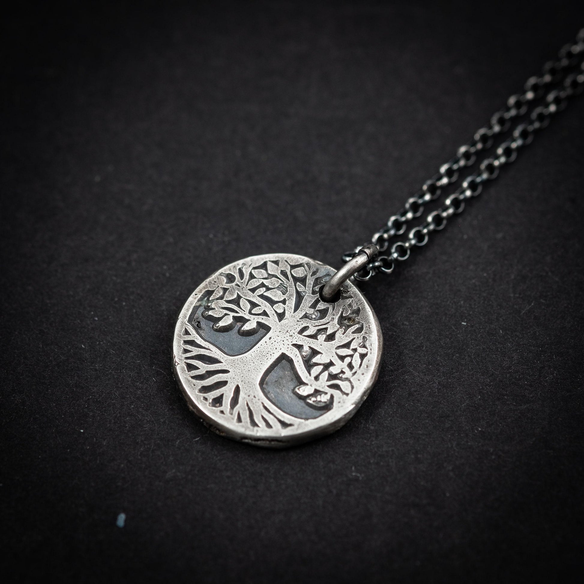 Yggdrasil Pendant - Oxidized Silver Necklace - Rustic Norse Tree of Life Design, Sterling 925, Handmade Gift