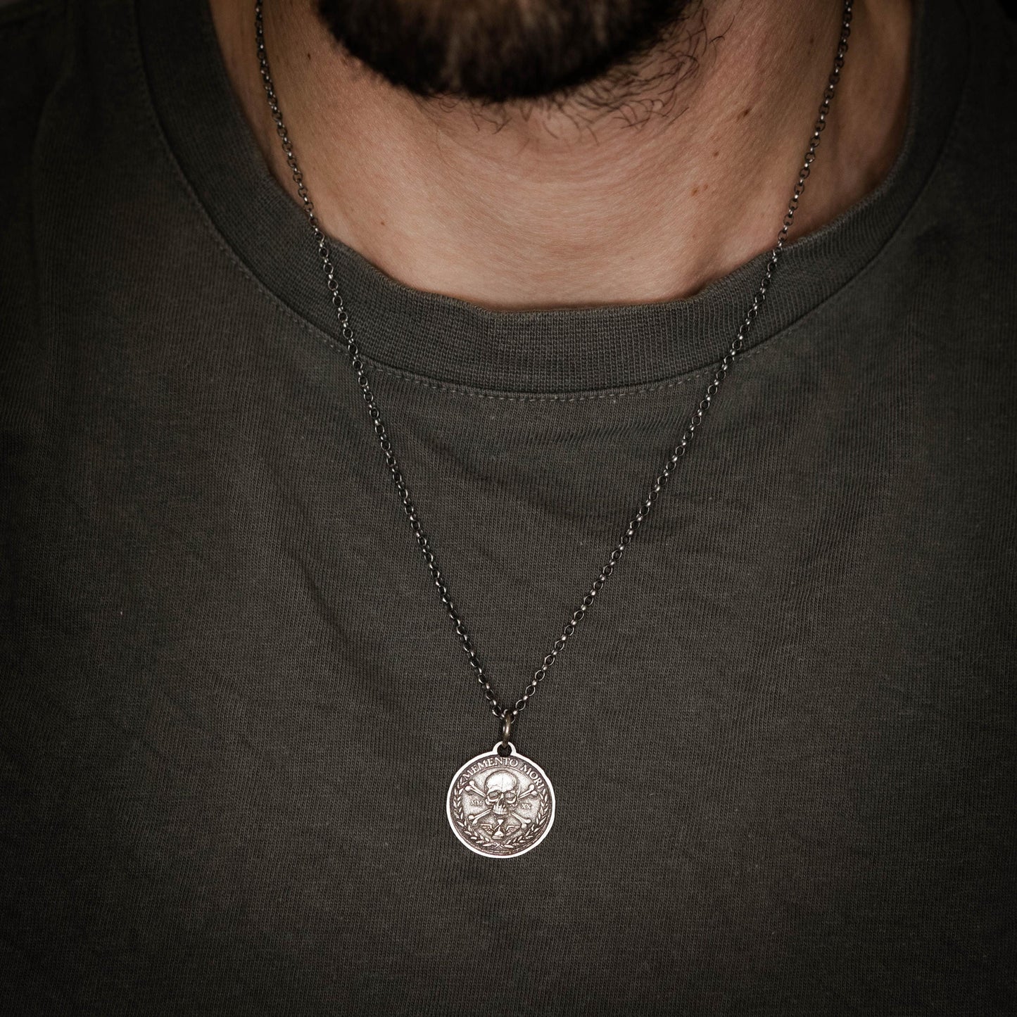 Memento Mori Skull Necklace: Sterling Silver Pendant, Unisex Design | Handmade Jewelry, Adjustable Chain | Meaningful Gift