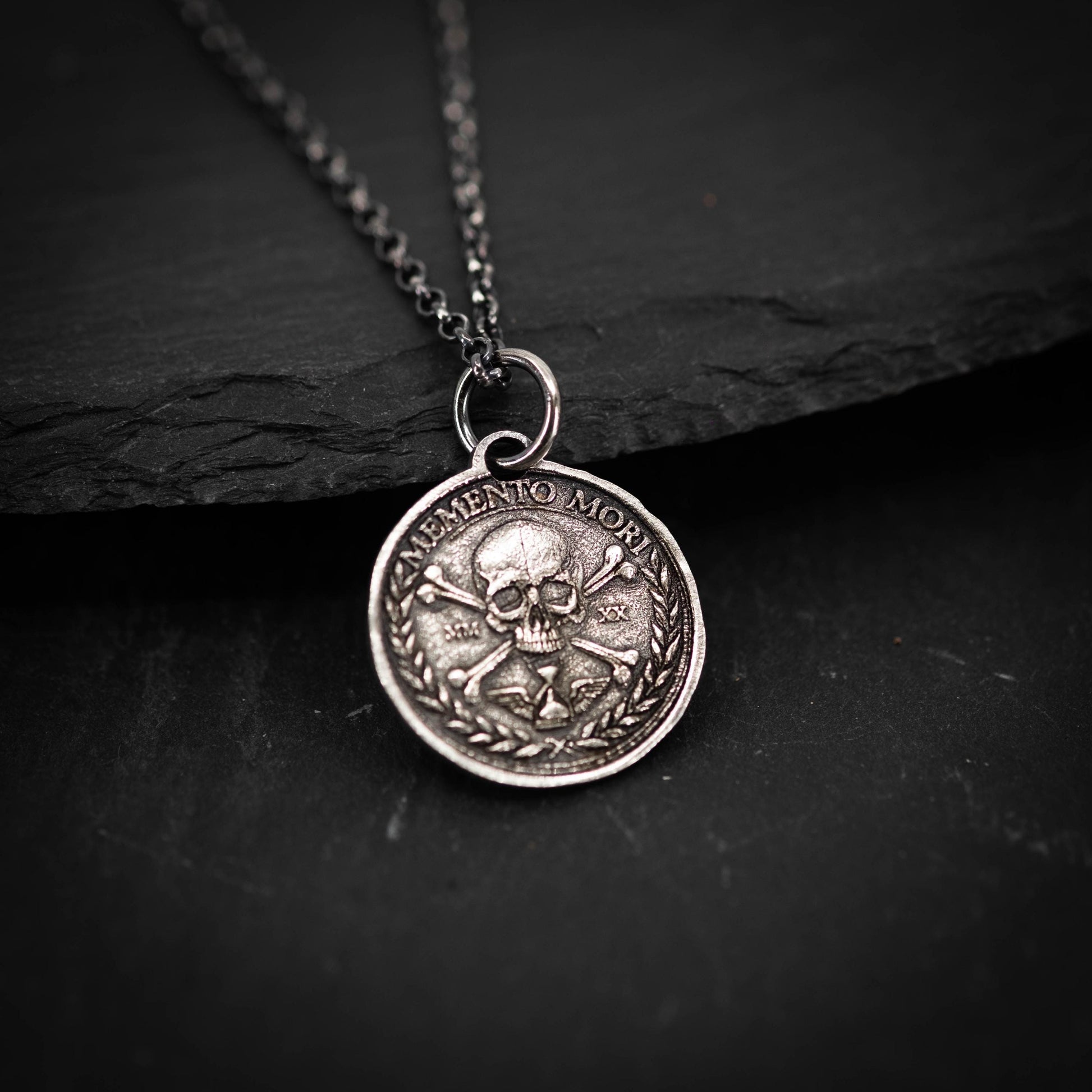 Memento Mori Skull Necklace: Sterling Silver Pendant, Unisex Design | Handmade Jewelry, Adjustable Chain | Meaningful Gift