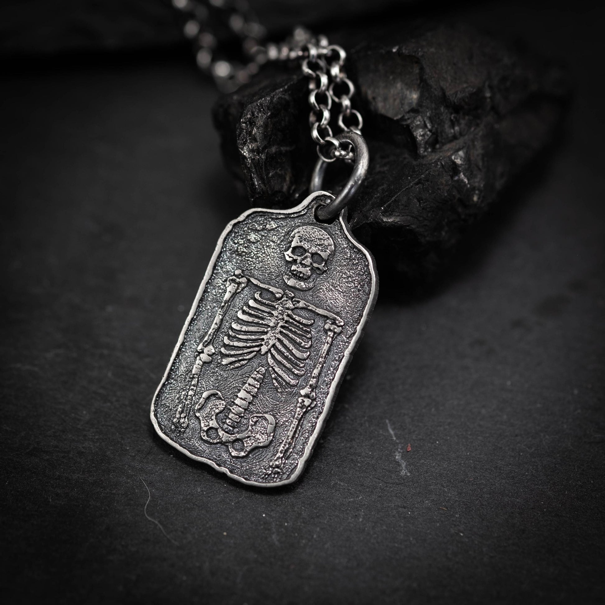 Skull Bones Necklace: Handmade Gothic Jewelry - Sterling Silver 925