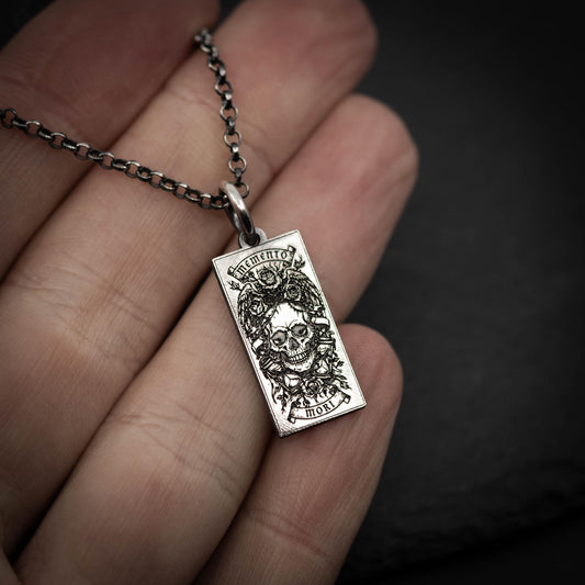 Skull Amulet Pendant: Gothic Memento Mori - Sterling Silver Jewelry