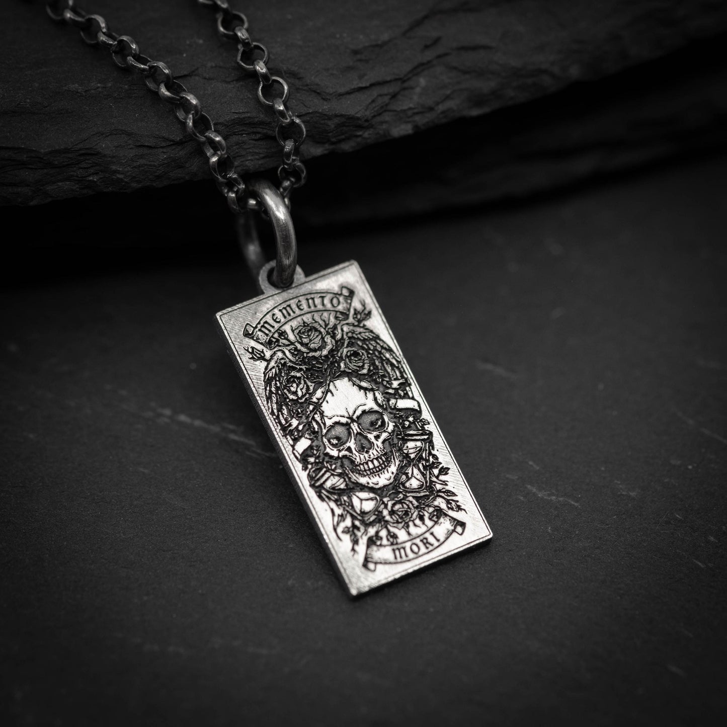 Skull Amulet Pendant: Gothic Memento Mori - Sterling Silver Jewelry