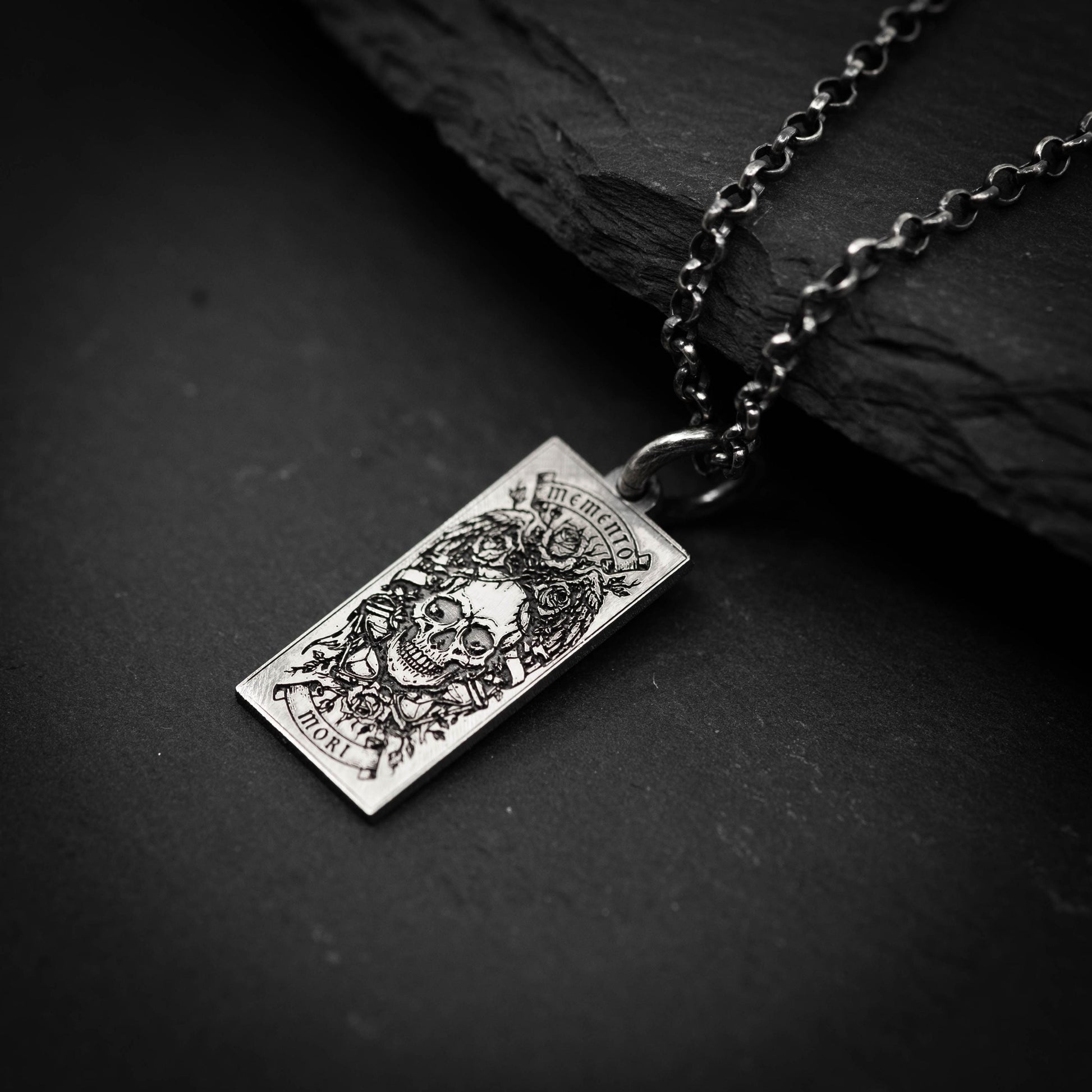 Skull Amulet Pendant: Gothic Memento Mori - Sterling Silver Jewelry