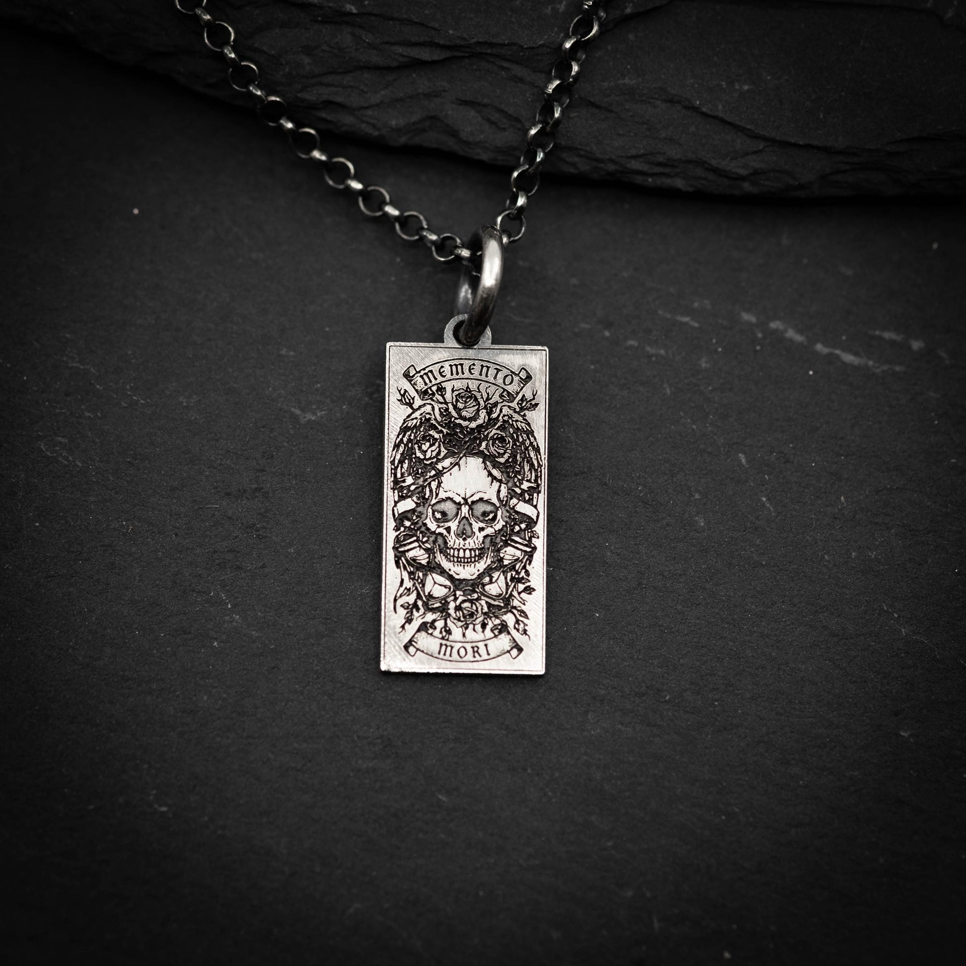 Skull Amulet Pendant: Gothic Memento Mori - Sterling Silver Jewelry
