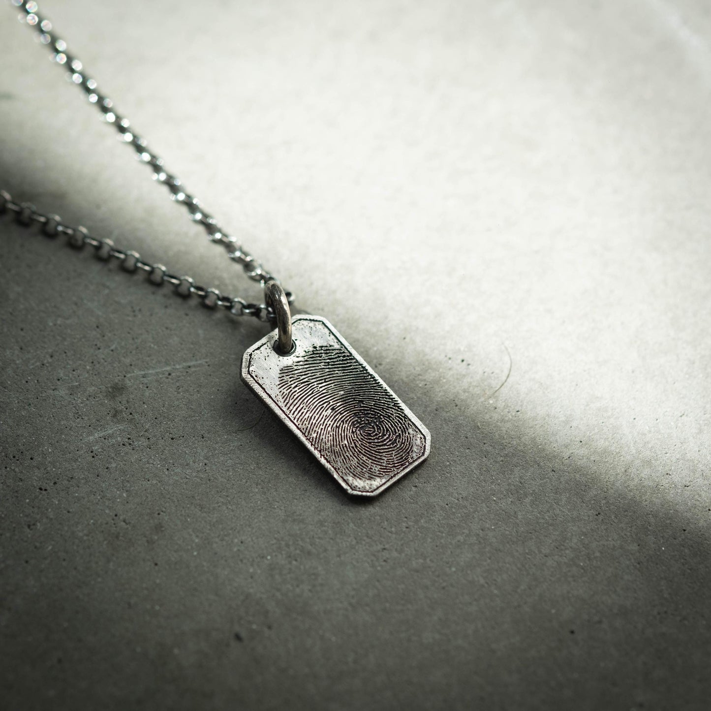 Personalized Silver Fingerprint Necklace for Men, Engraved Pendant, Custom Fingerprint Jewelry, Unique Gift for Him