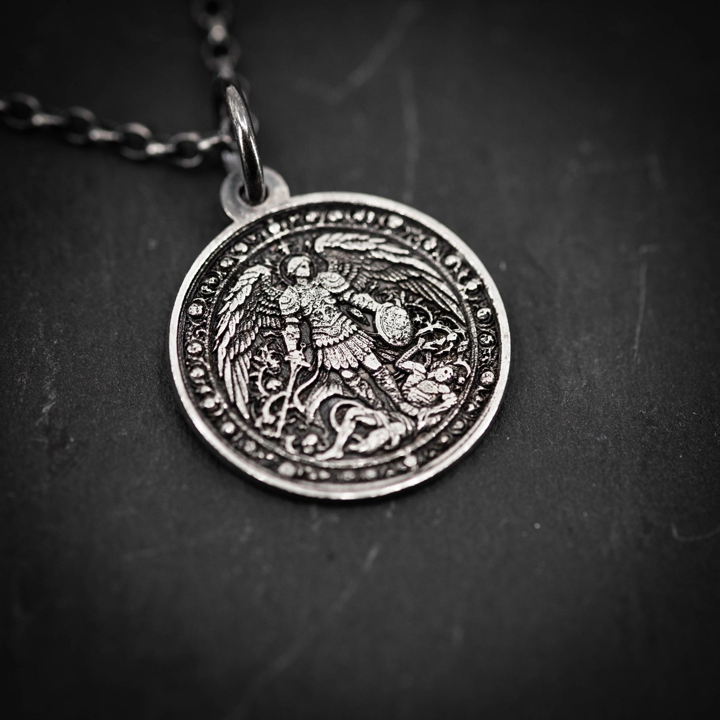 Silver Men's Archangel St. Michael Personalized Necklace, Handmade Religious Jewelry, Protection Amulet Pendant, Christian Gift