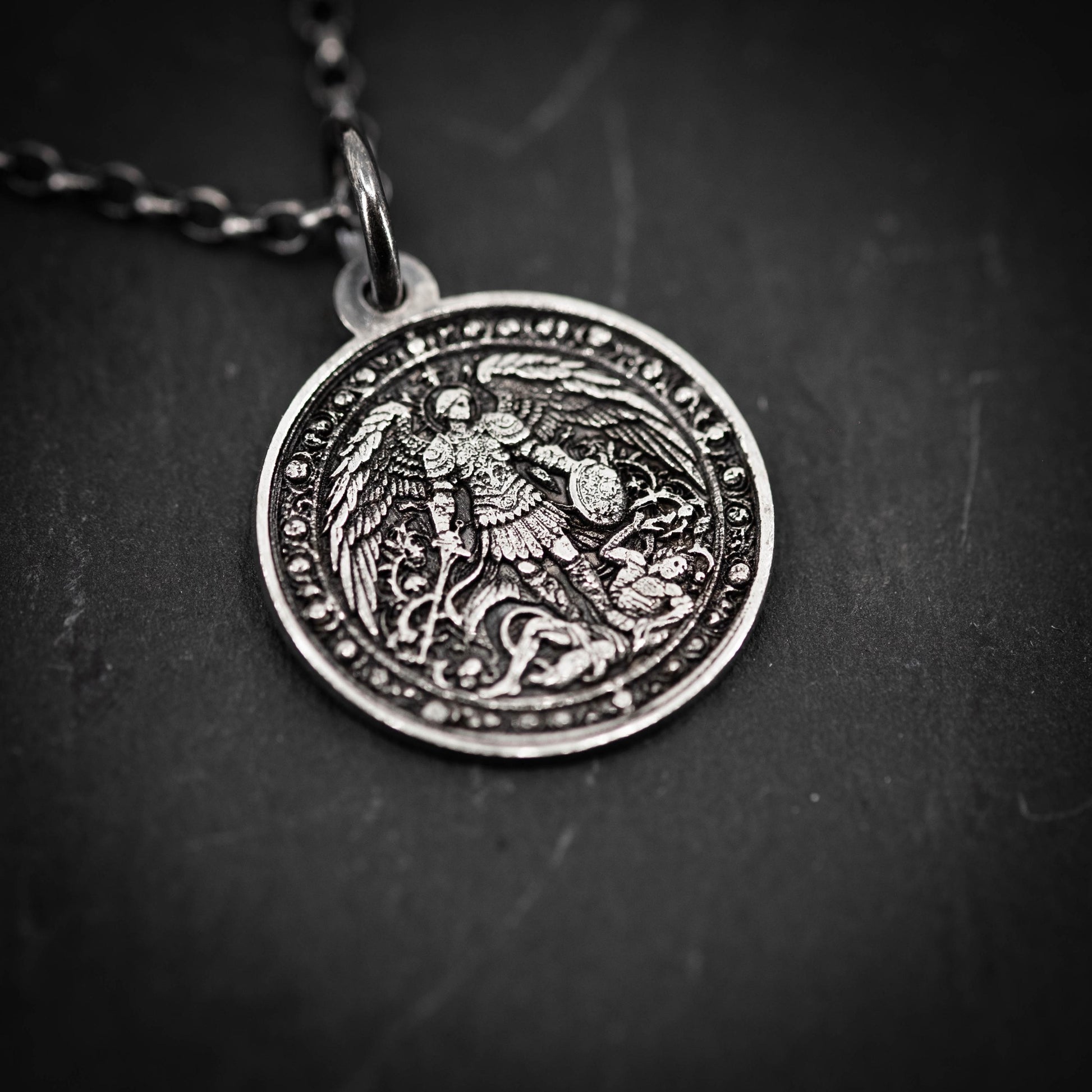 Silver Men's Archangel St. Michael Personalized Necklace, Handmade Religious Jewelry, Protection Amulet Pendant, Christian Gift