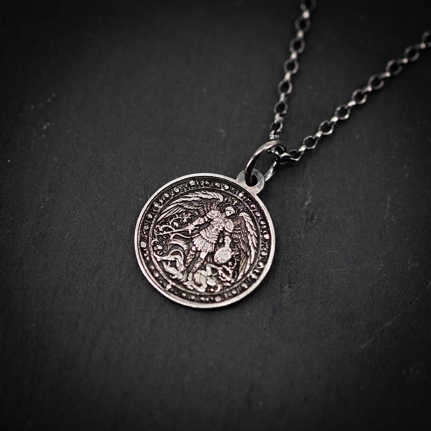 Silver Men's Archangel St. Michael Personalized Necklace, Handmade Religious Jewelry, Protection Amulet Pendant, Christian Gift