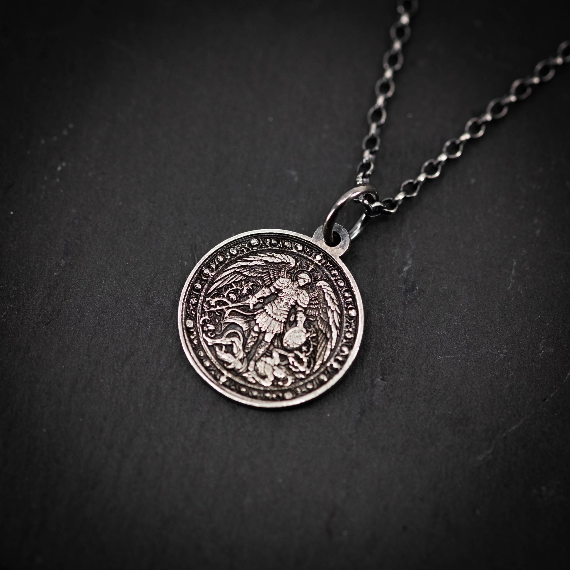 Silver Men's Archangel St. Michael Personalized Necklace, Handmade Religious Jewelry, Protection Amulet Pendant, Christian Gift