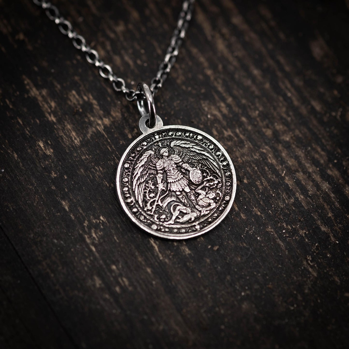 Silver Men's Archangel St. Michael Personalized Necklace, Handmade Religious Jewelry, Protection Amulet Pendant, Christian Gift