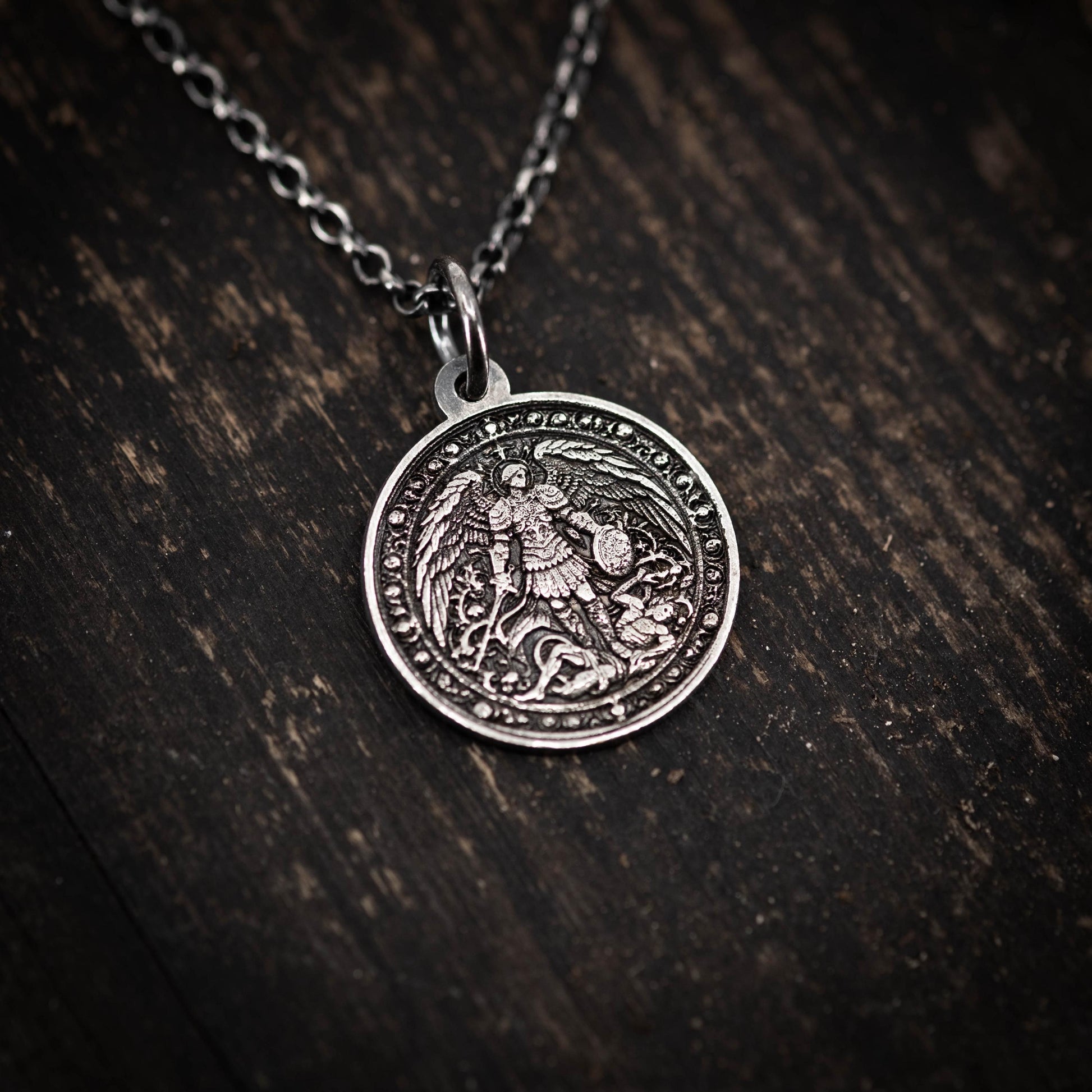 Silver Men's Archangel St. Michael Personalized Necklace, Handmade Religious Jewelry, Protection Amulet Pendant, Christian Gift