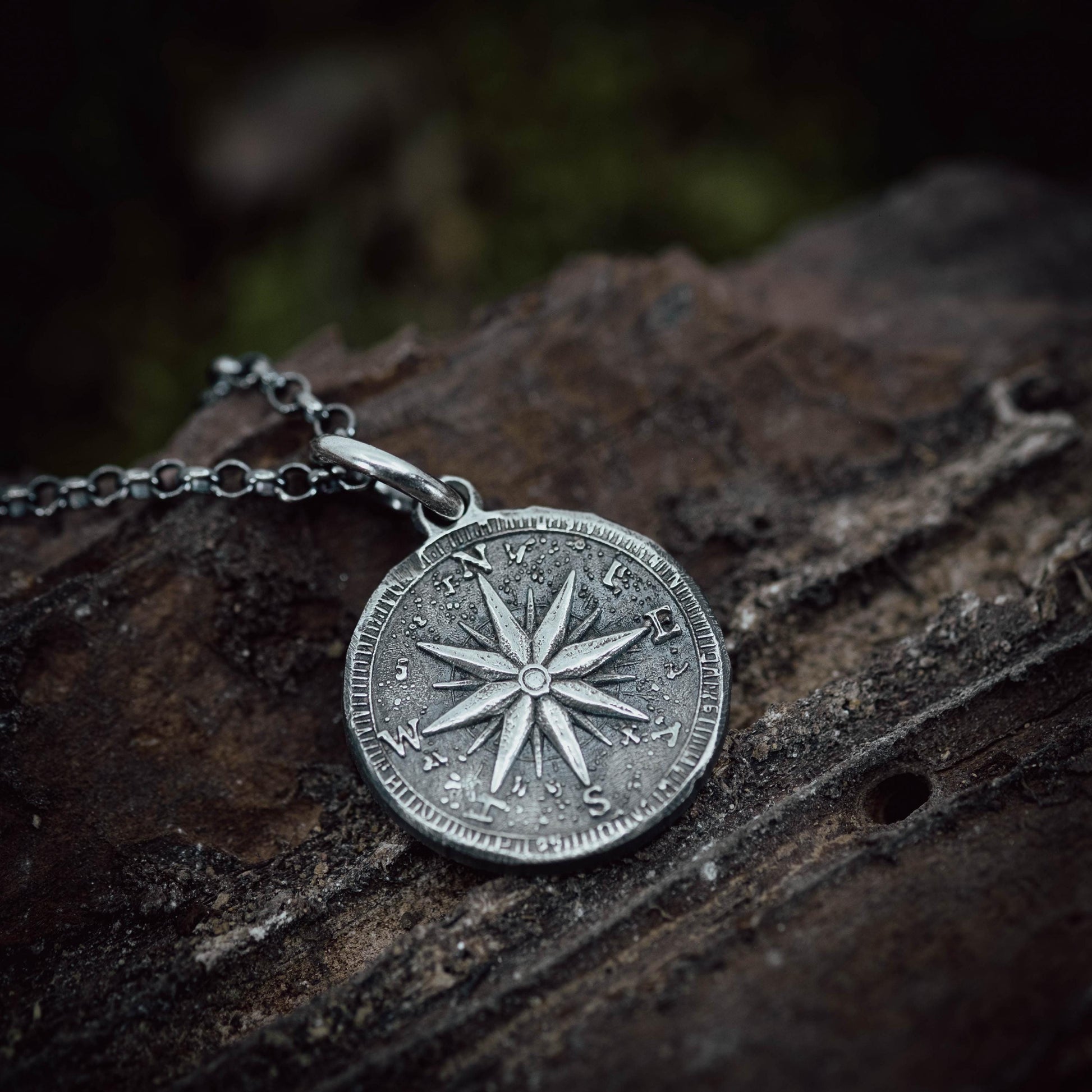 925 Silver Compass necklace for Men, Rustic Travel Pendant, Nautical Adventure Gift