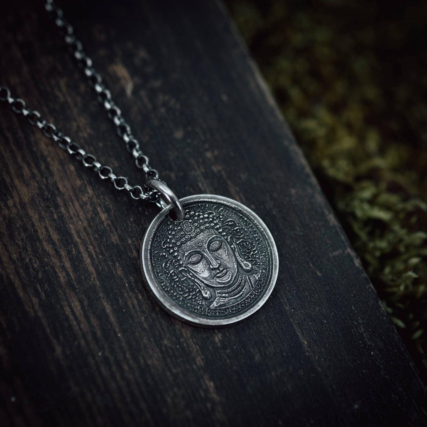 Sterling Silver Buddha Coin Pendant Necklace, Spiritual Meditation Anxiety relief Jewelry
