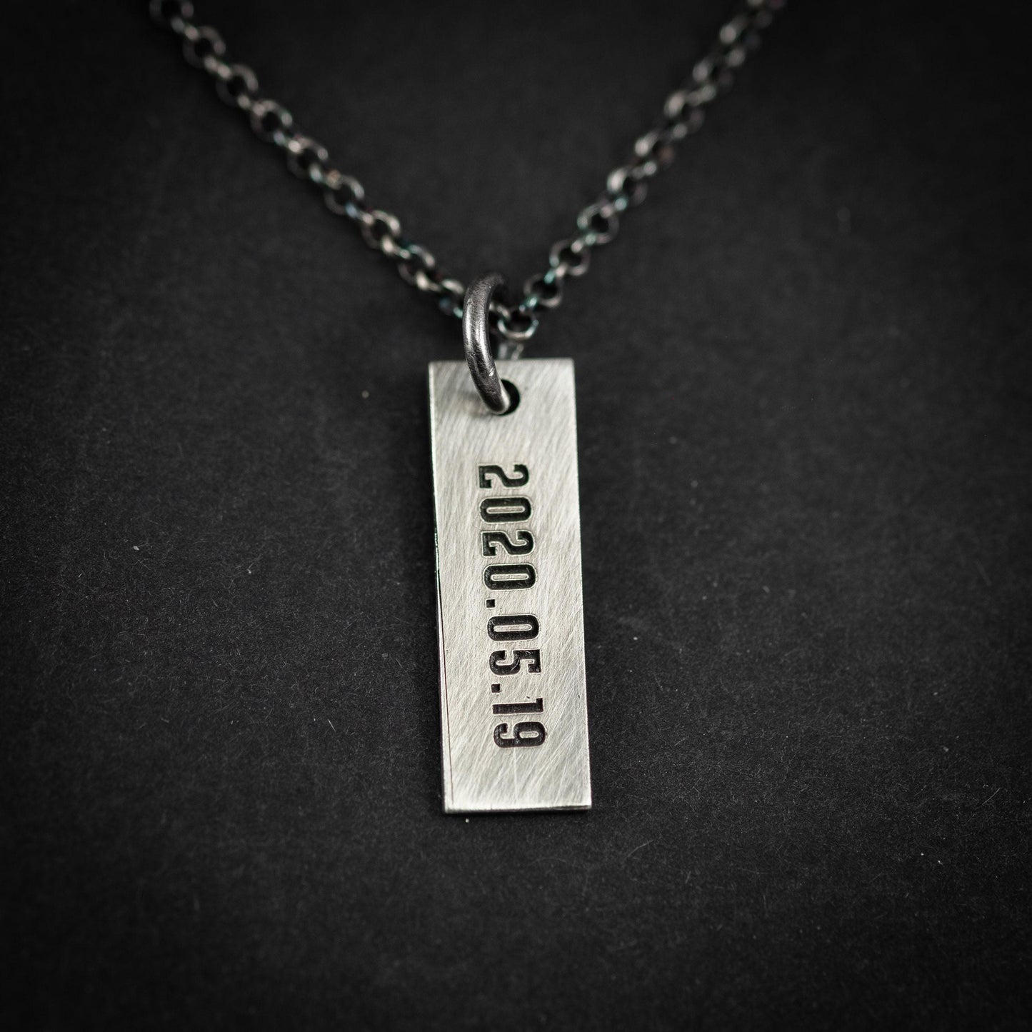 Personalized Engraved Silver Necklace for Men, Custom Name Pendant, Handmade Rustic Jewelry, Unique Gift for Him