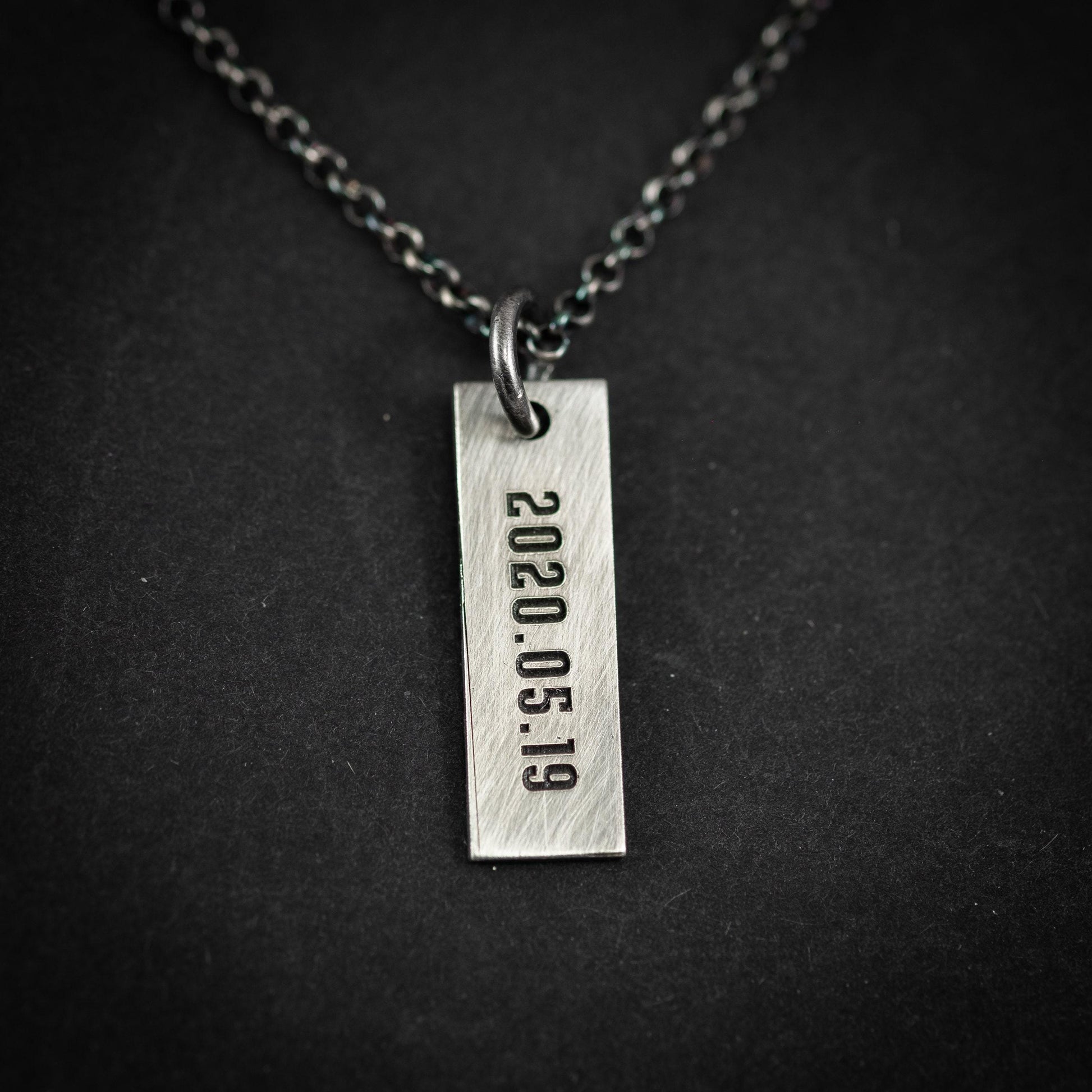 Personalized Engraved Silver Necklace for Men, Custom Name Pendant, Handmade Rustic Jewelry, Unique Gift for Him