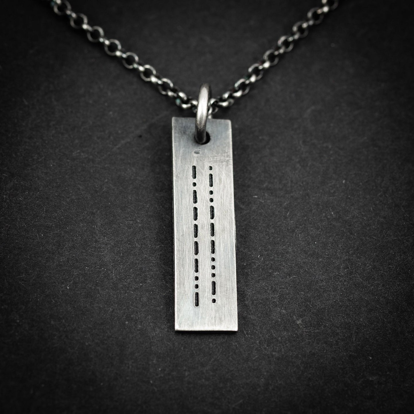 Morse Code necklace, engraved personalized custom pendant, handmade Jewelry, Mens minimalist gift for him, gift for men, unique gifts