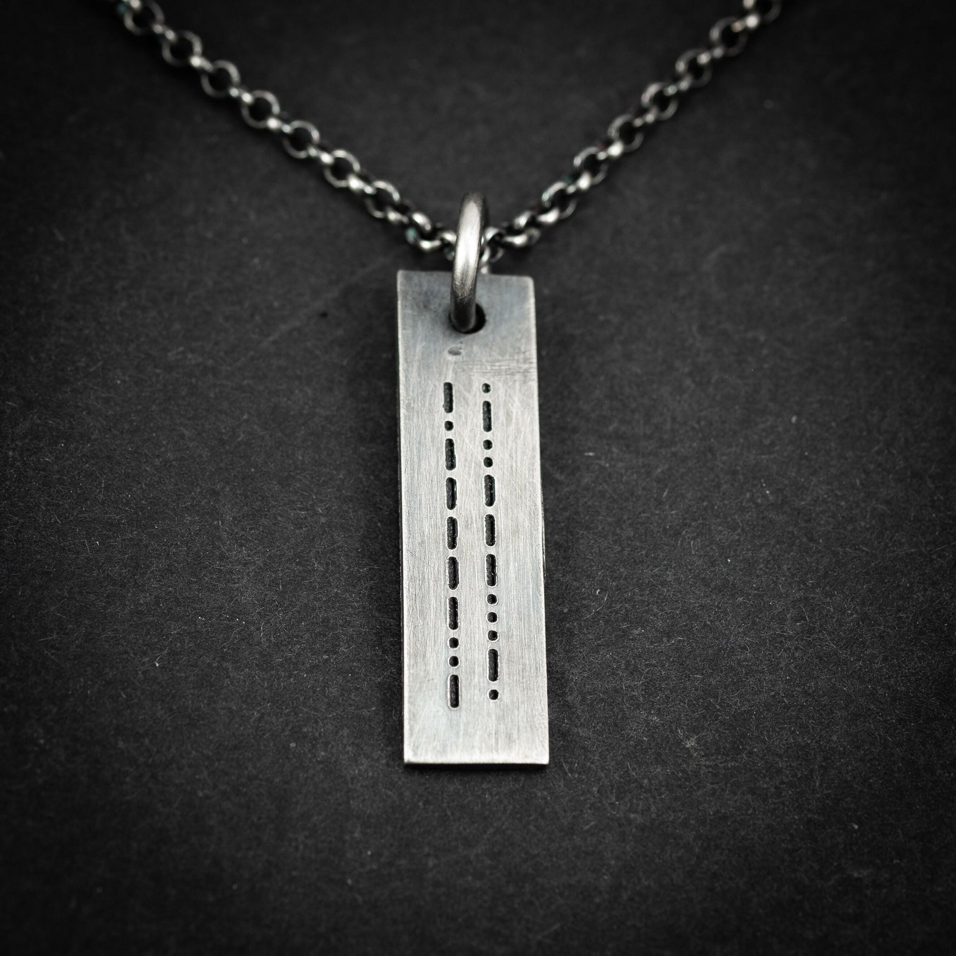 Morse Code necklace, engraved personalized custom pendant, handmade Jewelry, Mens minimalist gift for him, gift for men, unique gifts