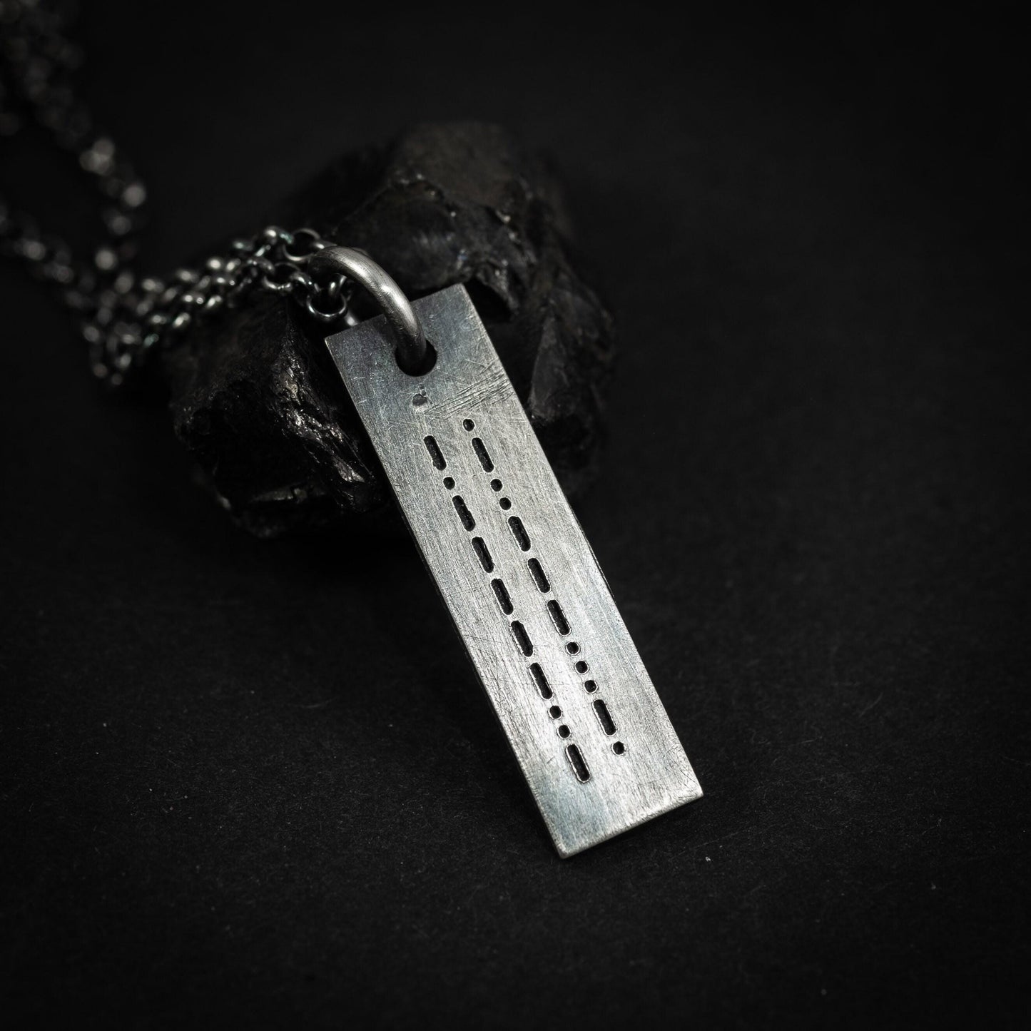 Morse Code necklace, engraved personalized custom pendant, handmade Jewelry, Mens minimalist gift for him, gift for men, unique gifts