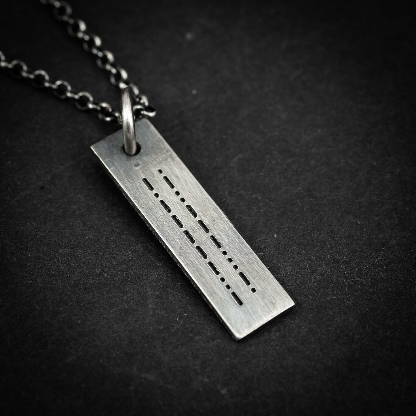 Morse Code necklace, engraved personalized custom pendant, handmade Jewelry, Mens minimalist gift for him, gift for men, unique gifts