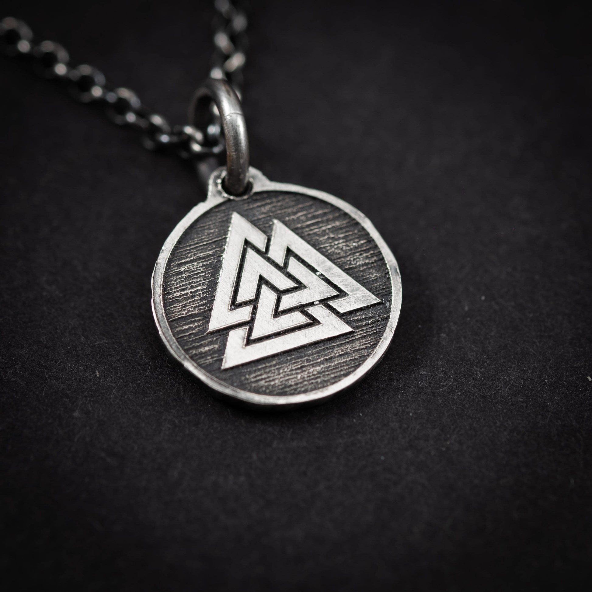 Silver Valknut Viking mens necklace, Unique viking jewelry, Oxidized rustic necklace, norse jewelry, mens gift