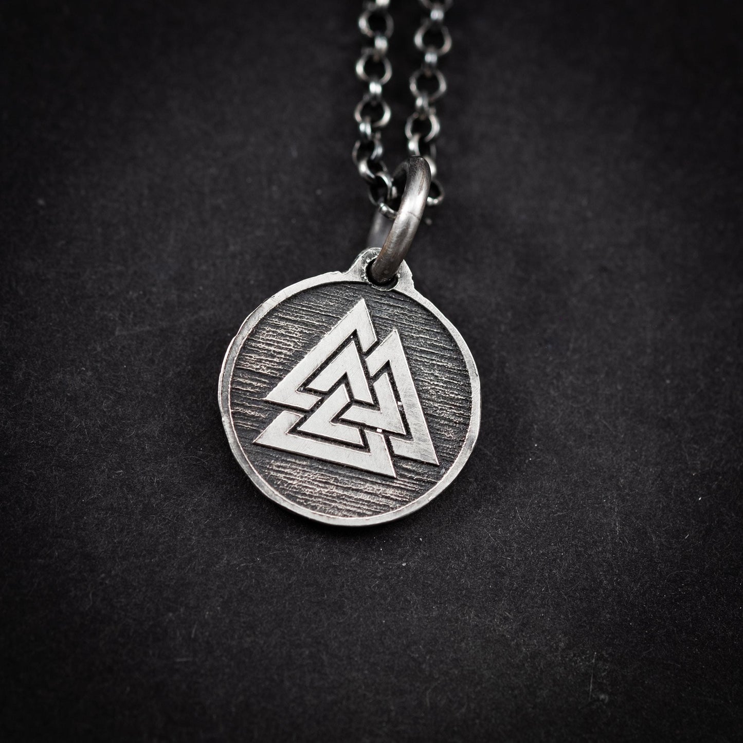 Silver Valknut Viking mens necklace, Unique viking jewelry, Oxidized rustic necklace, norse jewelry, mens gift