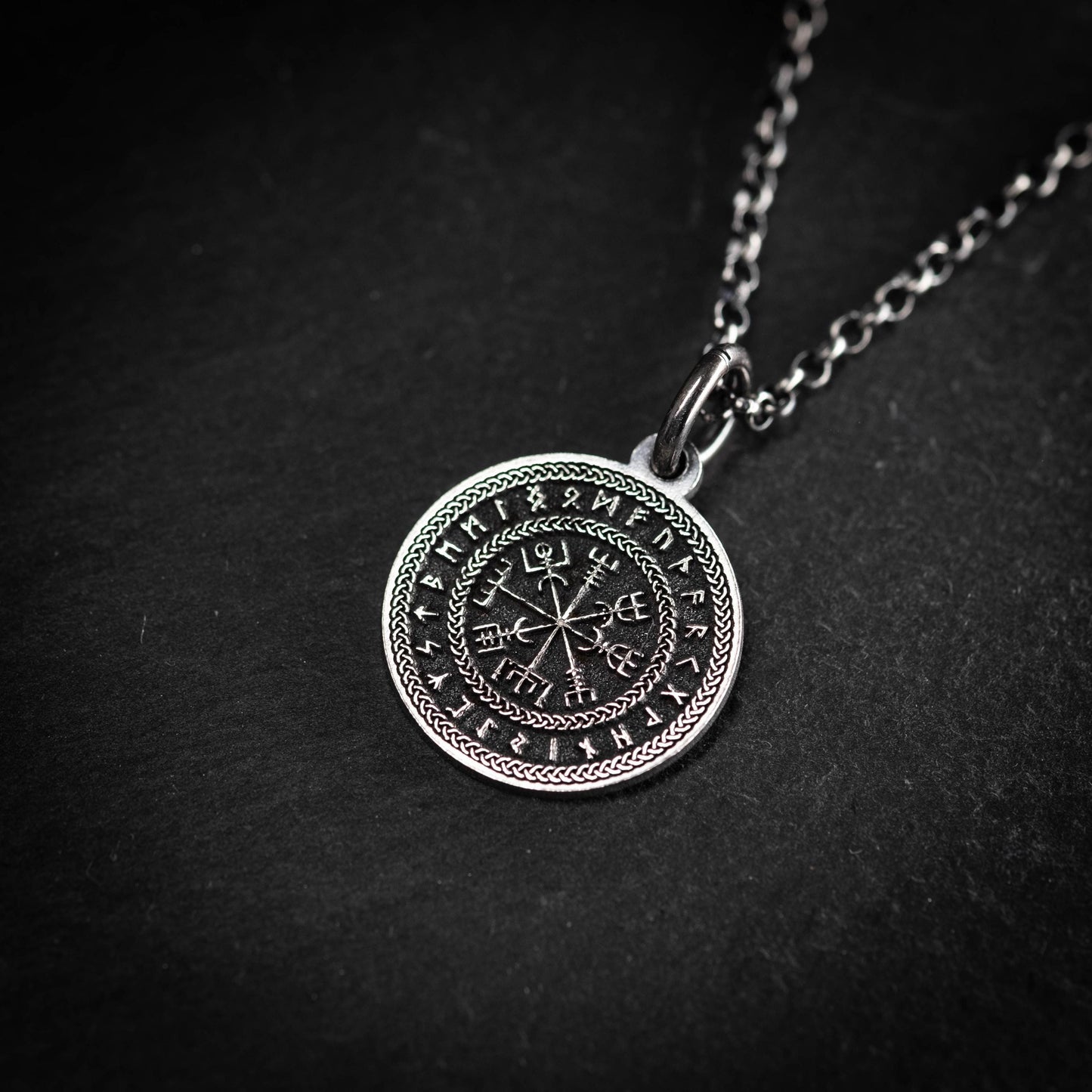 Sterling Silver Vegvisir Viking Compass Pendant — Norse Rune Necklace for Men, Unisex Viking Amulet, Protection Jewelry, Norse Gift