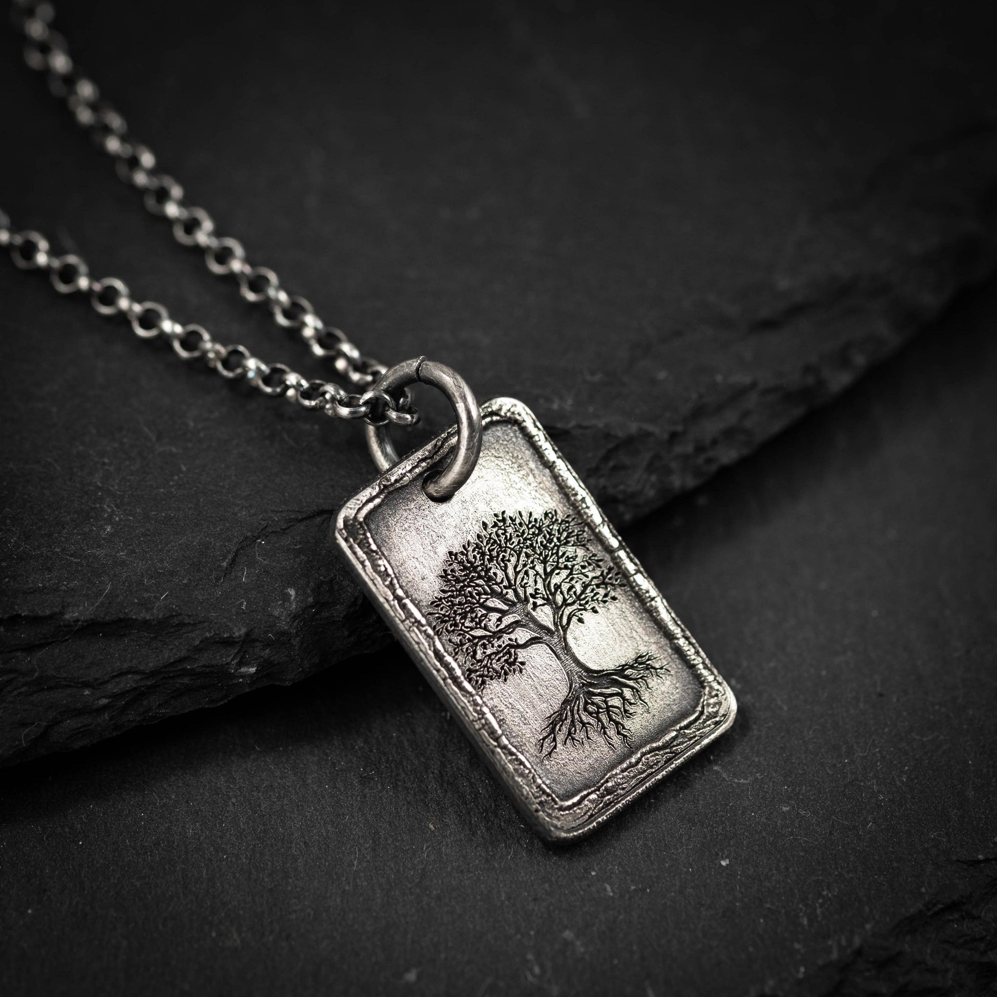Tree of Life Necklace in Silver, Handmade Nature Pendant, Unique Rustic Jewelry Gift for Him or Her