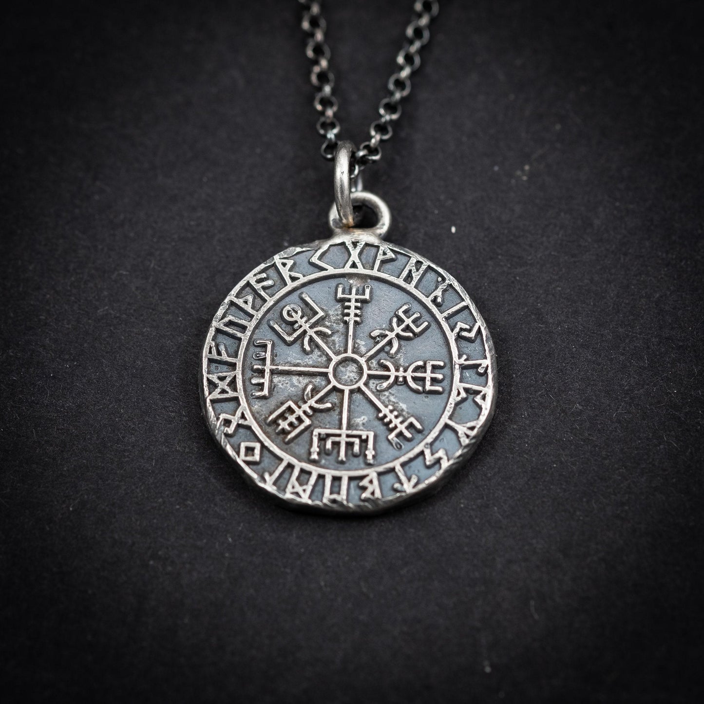 Silver Vegvisir Viking mens pendant necklace, Silver norse jewelry, Viking compass, Rune necklace for men, mens gift, norse mythology