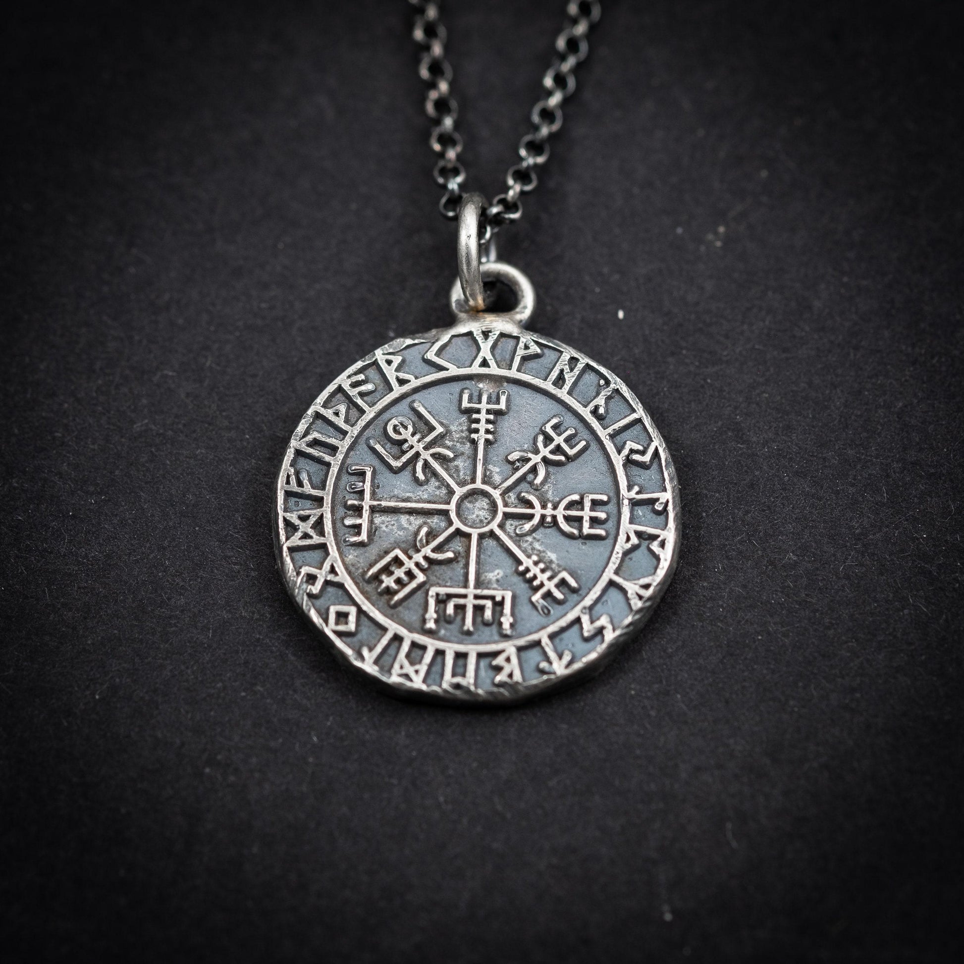 Silver Vegvisir Viking mens pendant necklace, Silver norse jewelry, Viking compass, Rune necklace for men, mens gift, norse mythology