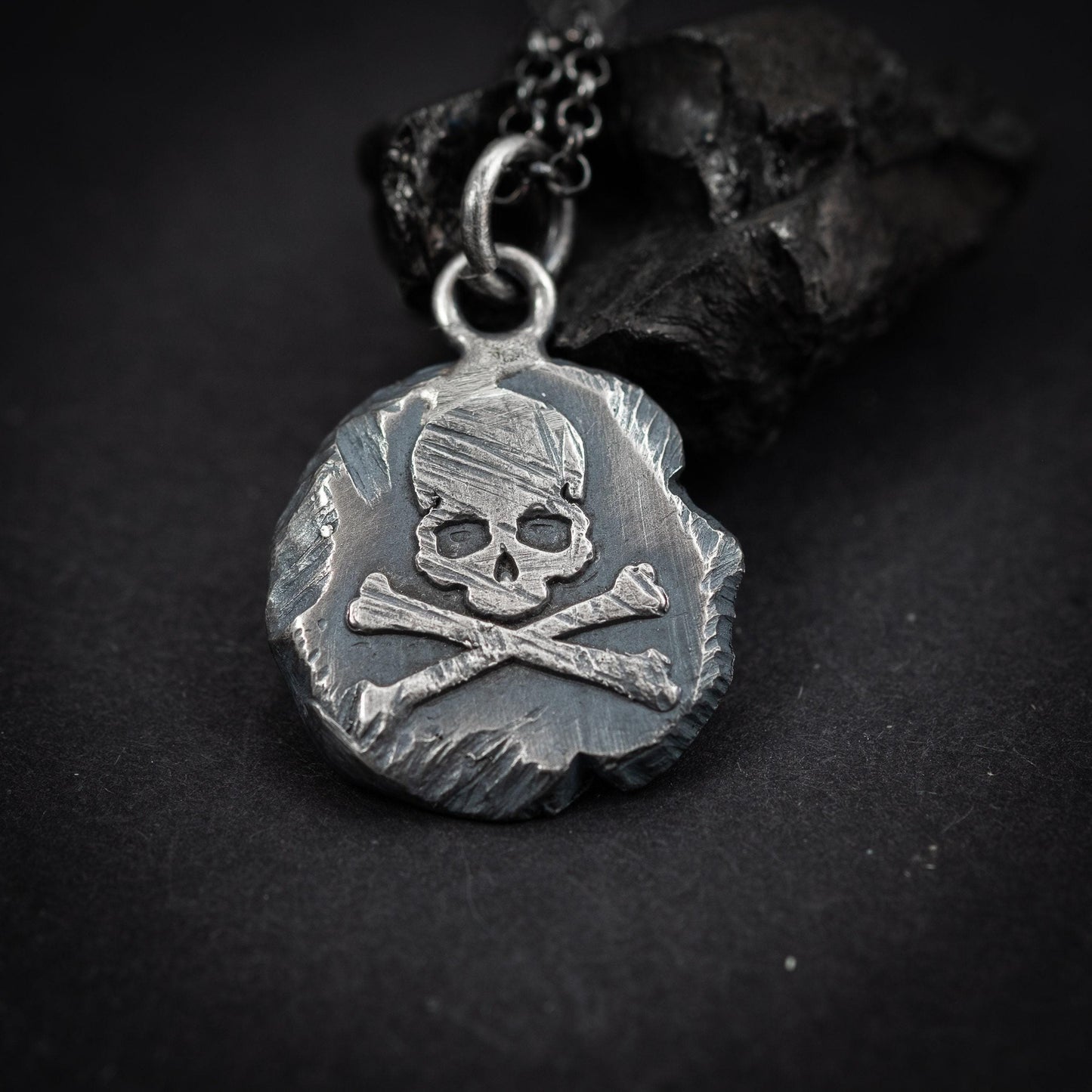 Rustic mens Silver Skull necklace, Memento Mori Oxidized Handmade jewelry, Boyfriend gift, Unique Gift for him, Mens gift, Husbant gift