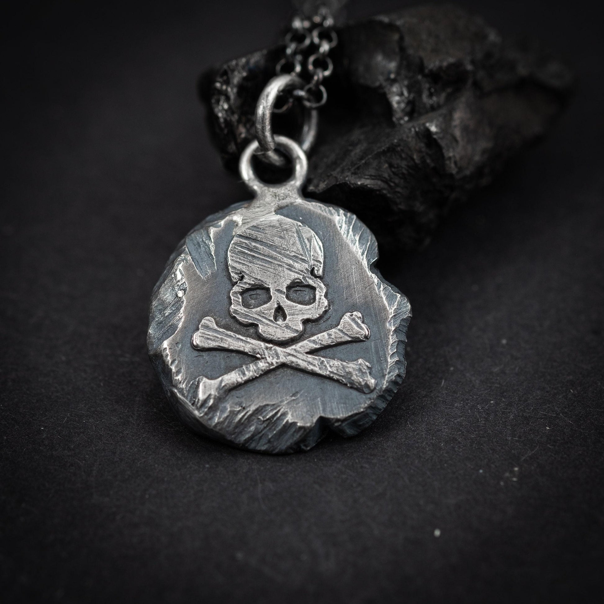 Rustic mens Silver Skull necklace, Memento Mori Oxidized Handmade jewelry, Boyfriend gift, Unique Gift for him, Mens gift, Husbant gift