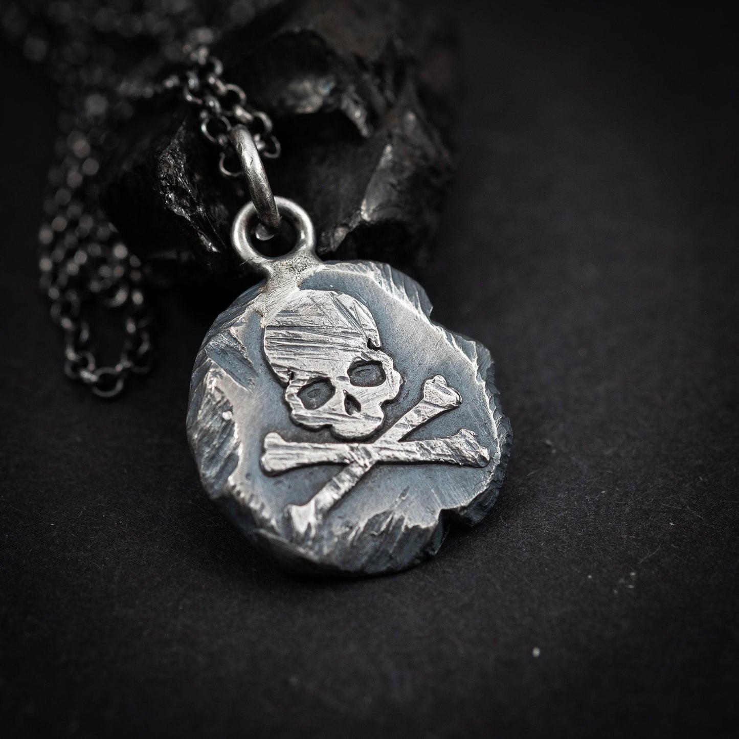 Rustic mens Silver Skull necklace, Memento Mori Oxidized Handmade jewelry, Boyfriend gift, Unique Gift for him, Mens gift, Husbant gift