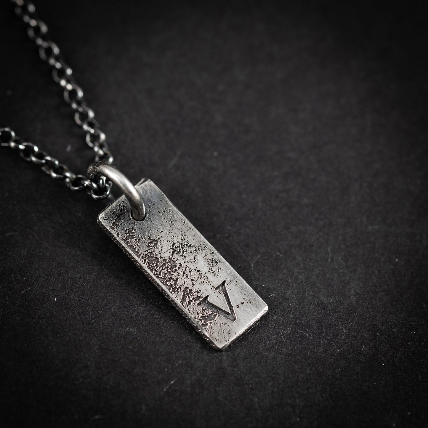 Silver Rustic Men's Initial Necklace – Personalized Chain with Custom Letter Pendant, Unique Gift for Him