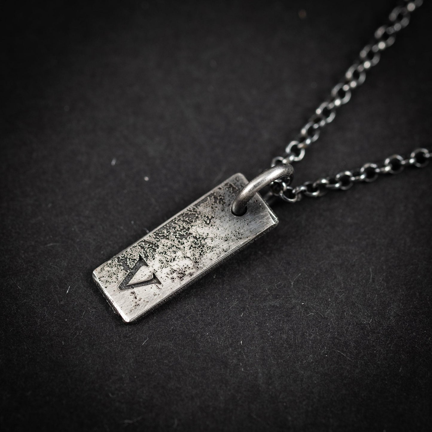Silver Rustic Men's Initial Necklace – Personalized Chain with Custom Letter Pendant, Unique Gift for Him