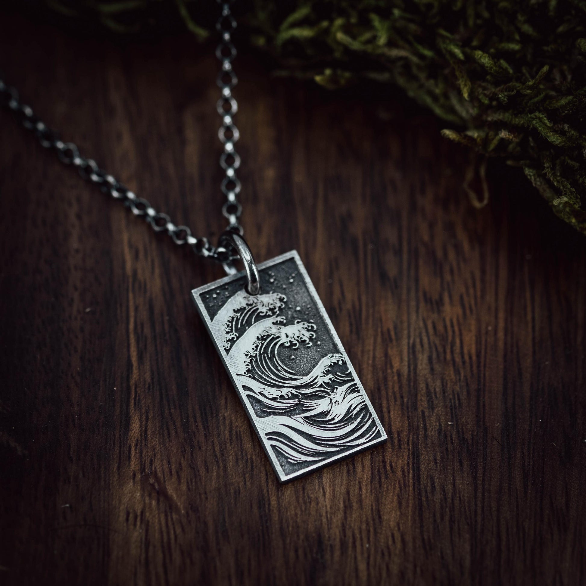 Silver Mens Ocean Wave Pendant Necklace, Men's Wave Necklace, Beach handmade Jewelry, Surfing Necklace, Ocean Lover Gift