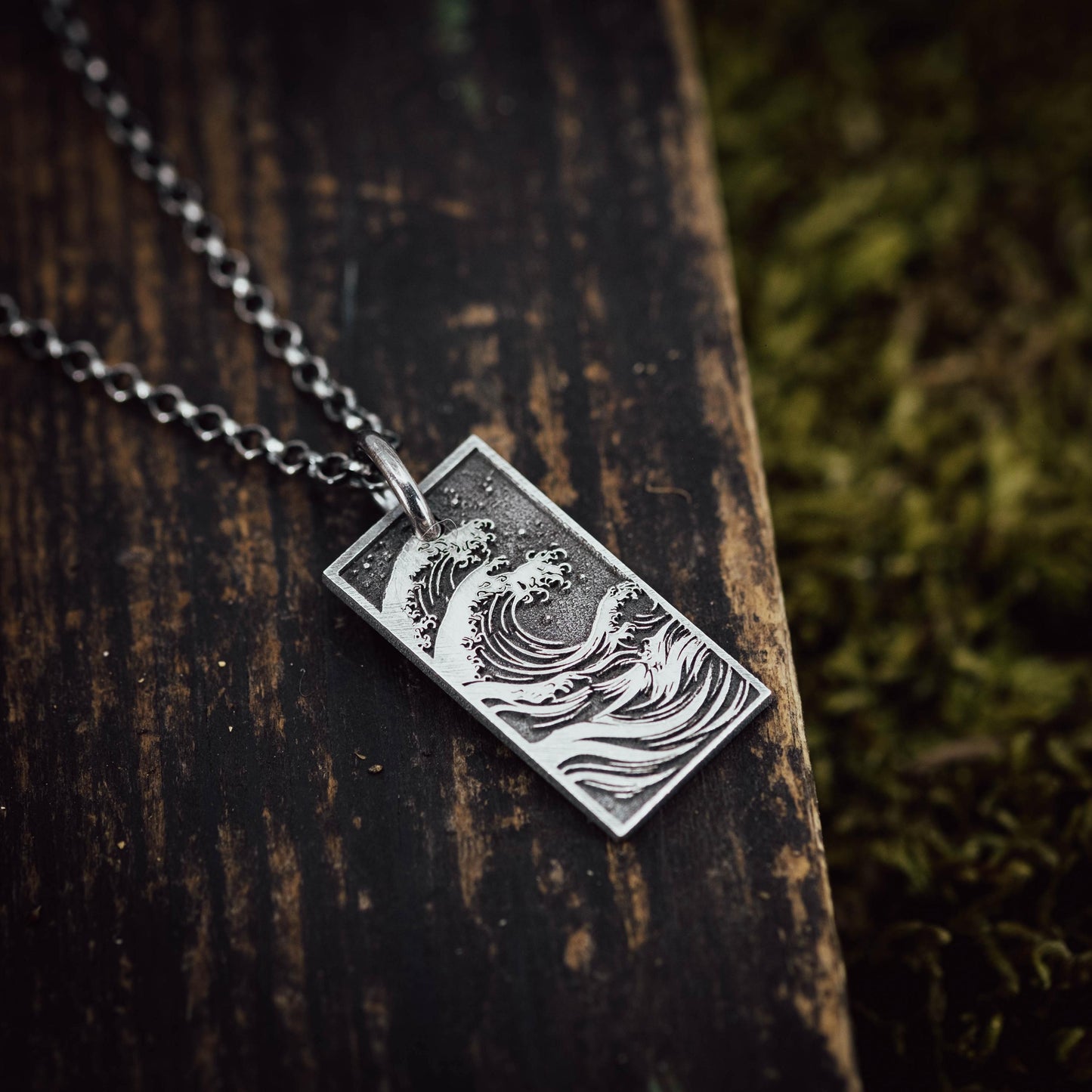 Silver Mens Ocean Wave Pendant Necklace, Men's Wave Necklace, Beach handmade Jewelry, Surfing Necklace, Ocean Lover Gift
