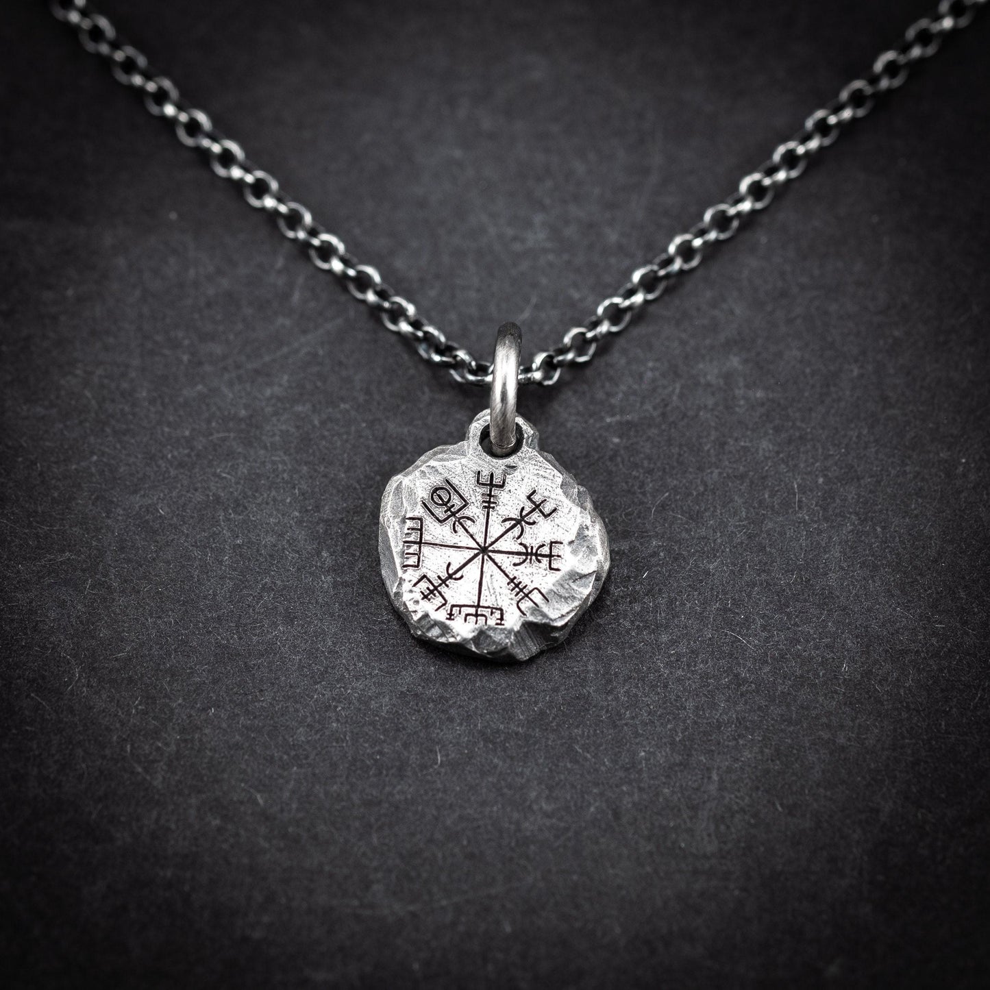 Nordic Mens Viking Compass Silver Vegvisir necklace, Personalized engraved Silver Norse jewelry, Viking compass, norse mythology