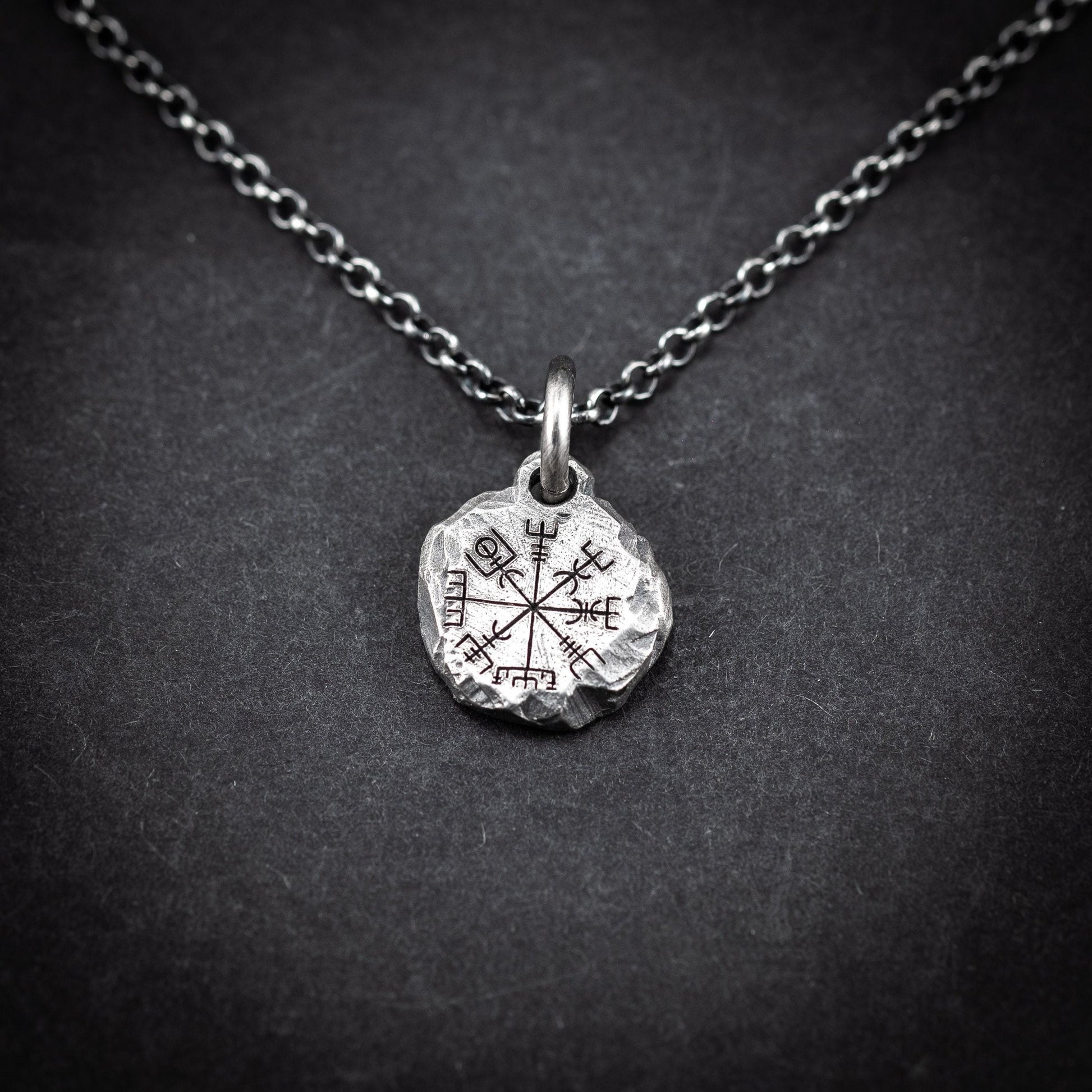 Nordic Mens Viking Compass Silver Vegvisir necklace, Personalized engraved Silver Norse jewelry, Viking compass, norse mythology