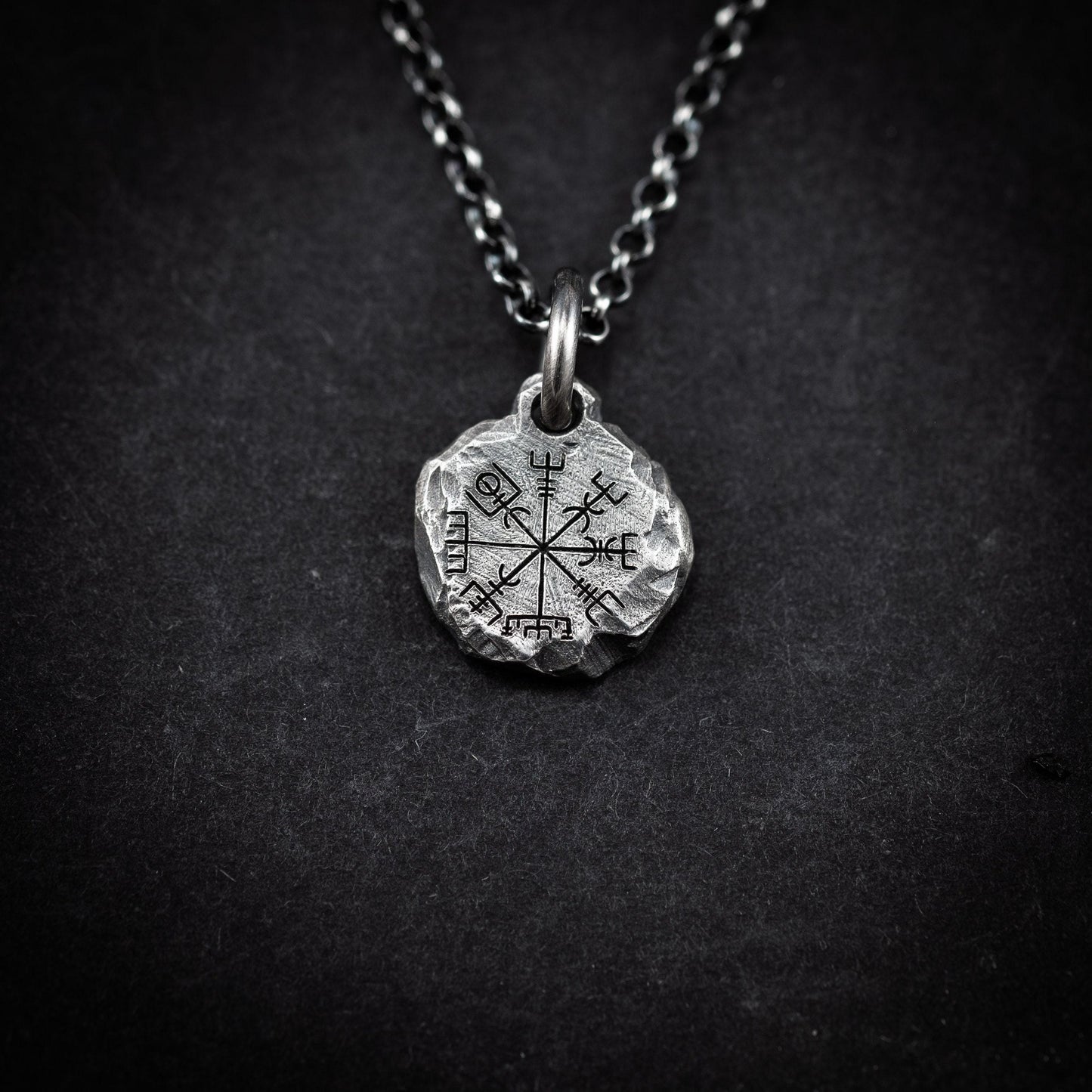 Nordic Mens Viking Compass Silver Vegvisir necklace, Personalized engraved Silver Norse jewelry, Viking compass, norse mythology