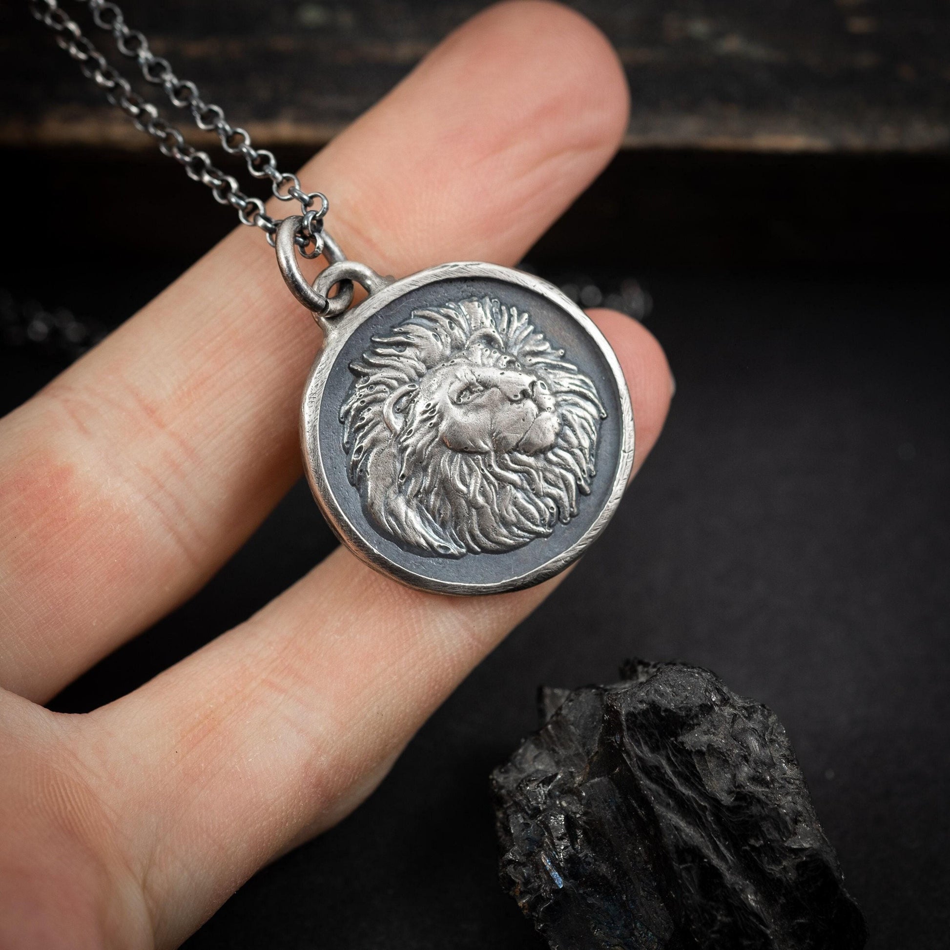 Mens Silver Lion Pendant Necklace, Personalized Lion Necklace, Gift for Leo man, Silver Lion Charm, Gift for Husband, Lion Gift Idea