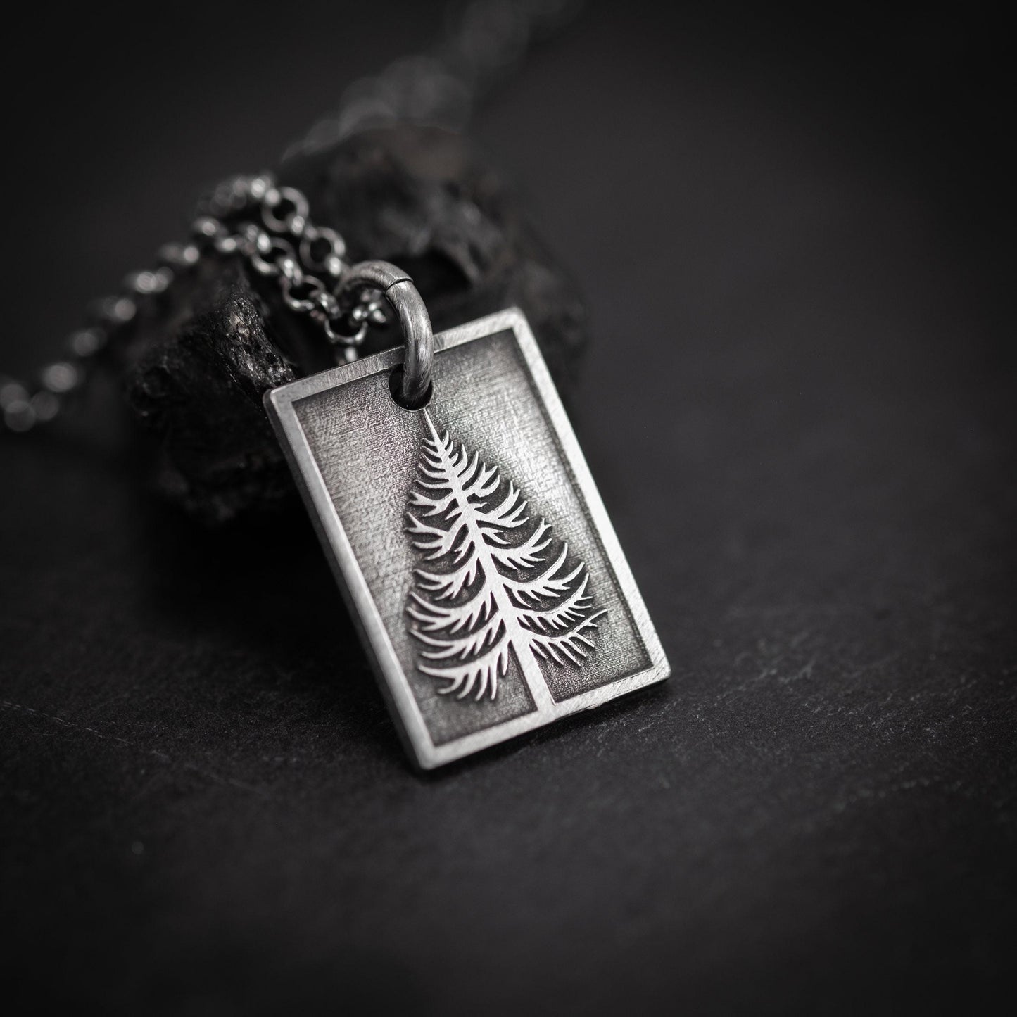 Personalized Silver Pine Tree Pendant Necklace, Engraved Forest Nature Jewelry, Unique Gift for Her or Him