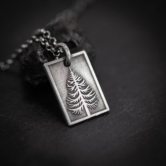 Personalized Silver Pine Tree Pendant Necklace, Engraved Forest Nature Jewelry, Unique Gift for Her or Him