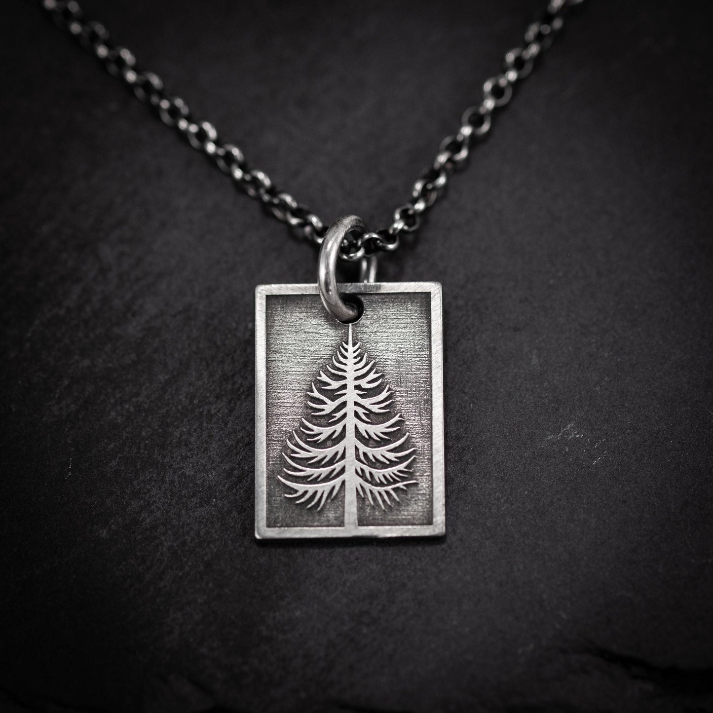Personalized Silver Pine Tree Pendant Necklace, Engraved Forest Nature Jewelry, Unique Gift for Her or Him
