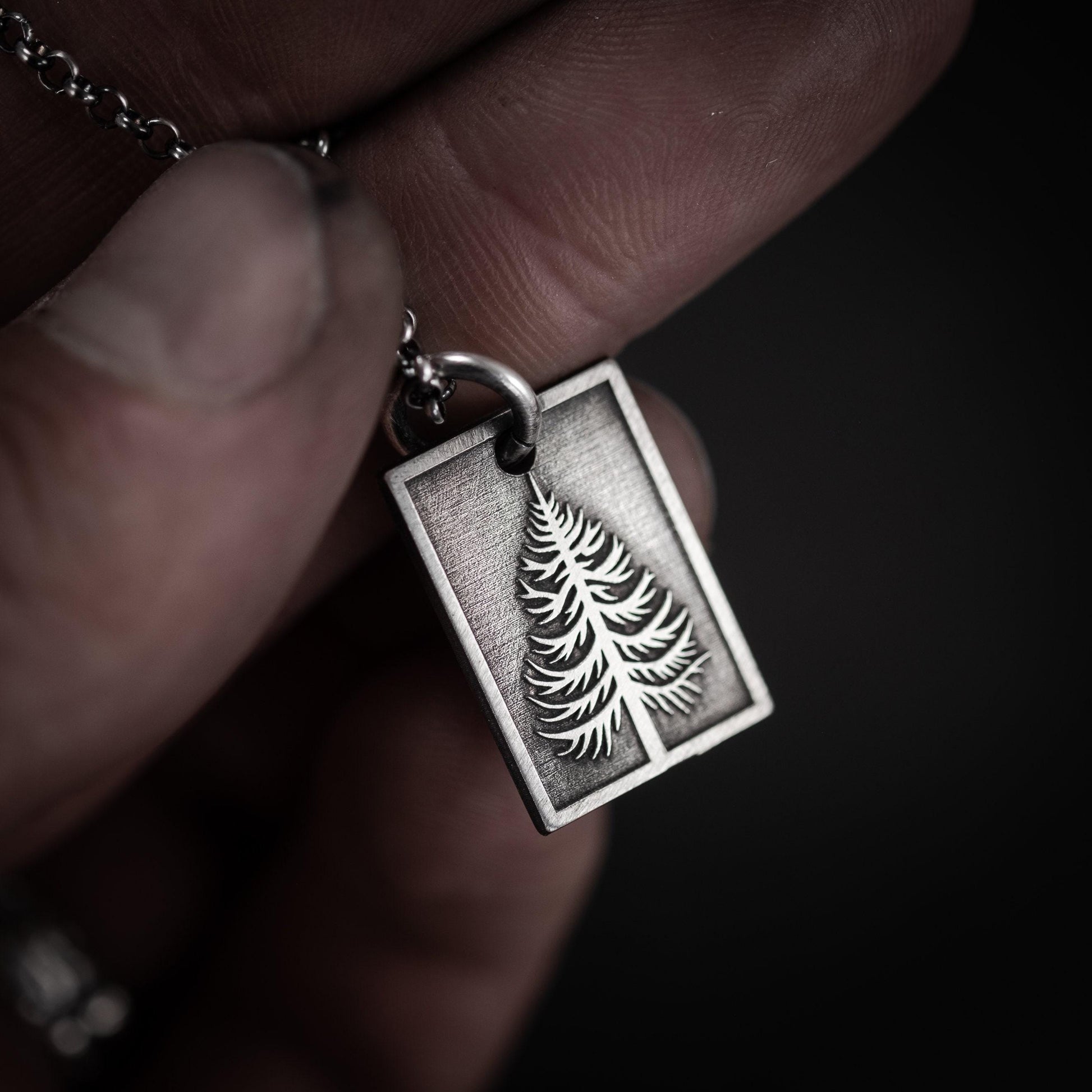 Personalized Silver Pine Tree Pendant Necklace, Engraved Forest Nature Jewelry, Unique Gift for Her or Him
