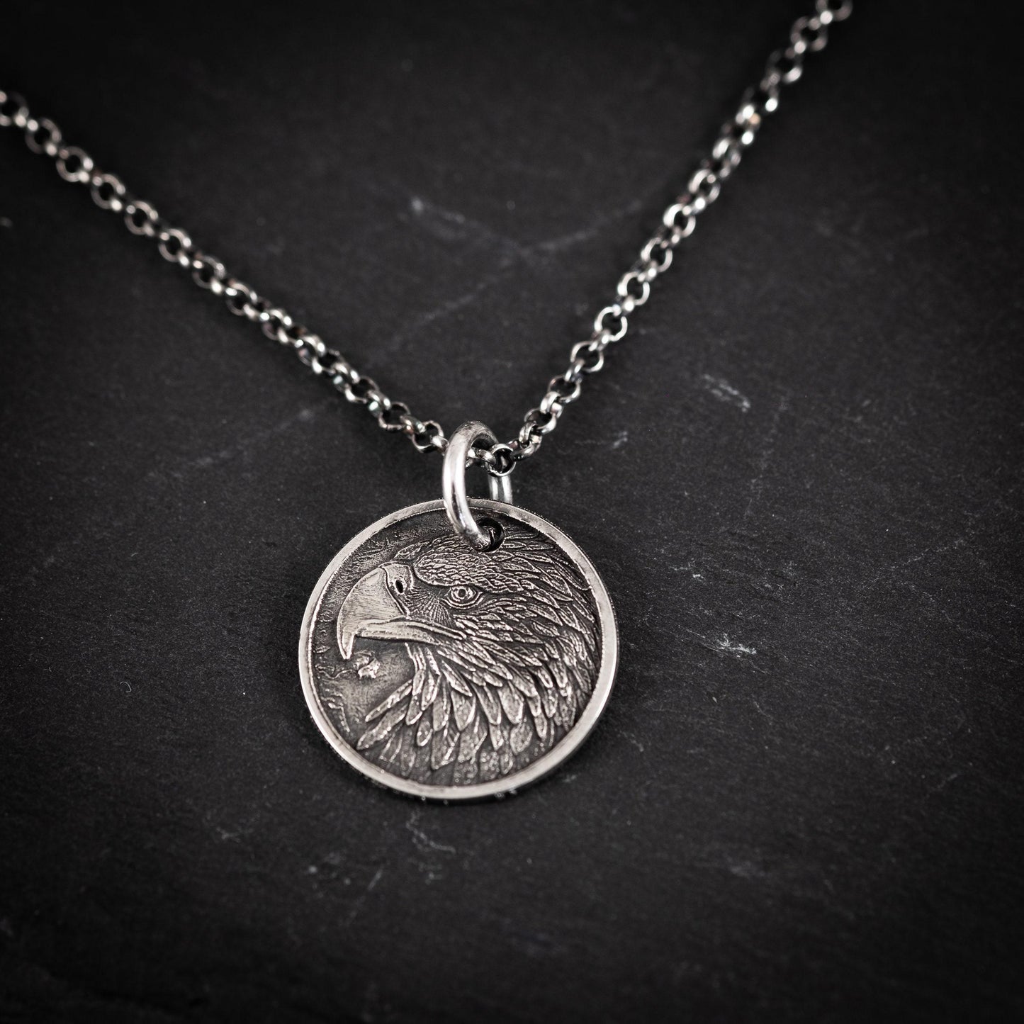 Handmade Sterling Silver American Eagle Coin Pendant Necklace