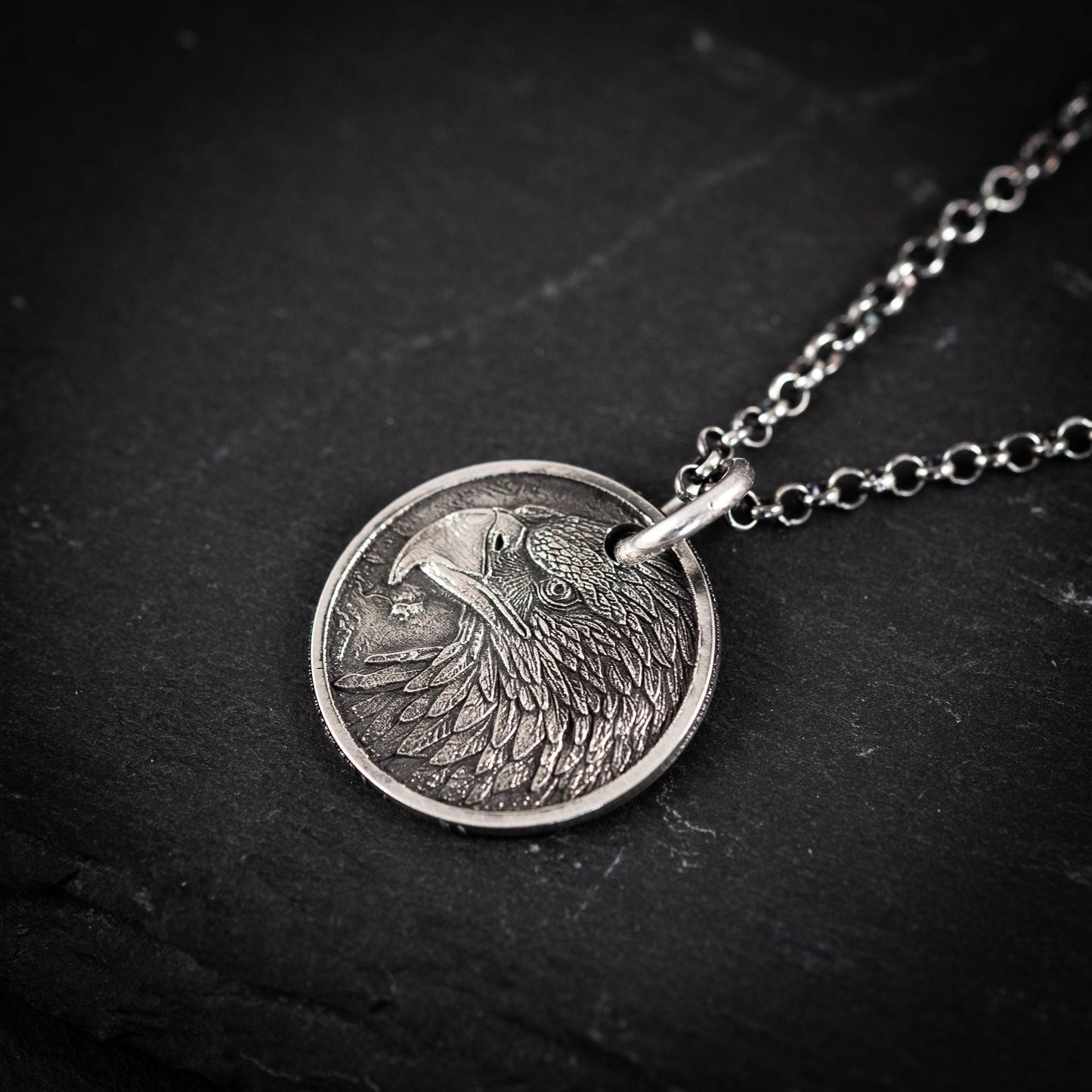 Handmade Sterling Silver American Eagle Coin Pendant Necklace