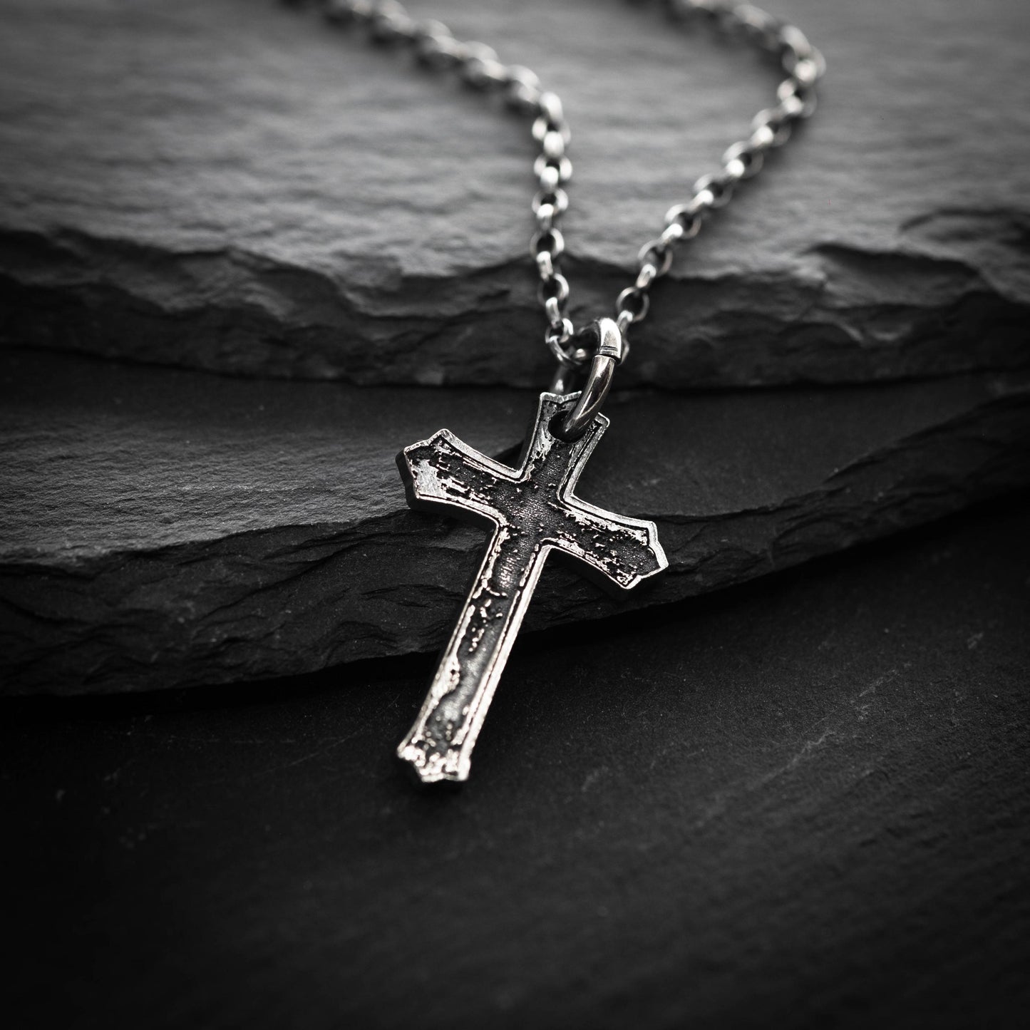 Men’s Silver Cross Necklace – Personalized Handmade Christian Jewelry, Faith Symbol Pendant, Religious Gift for Husband or Boyfriend