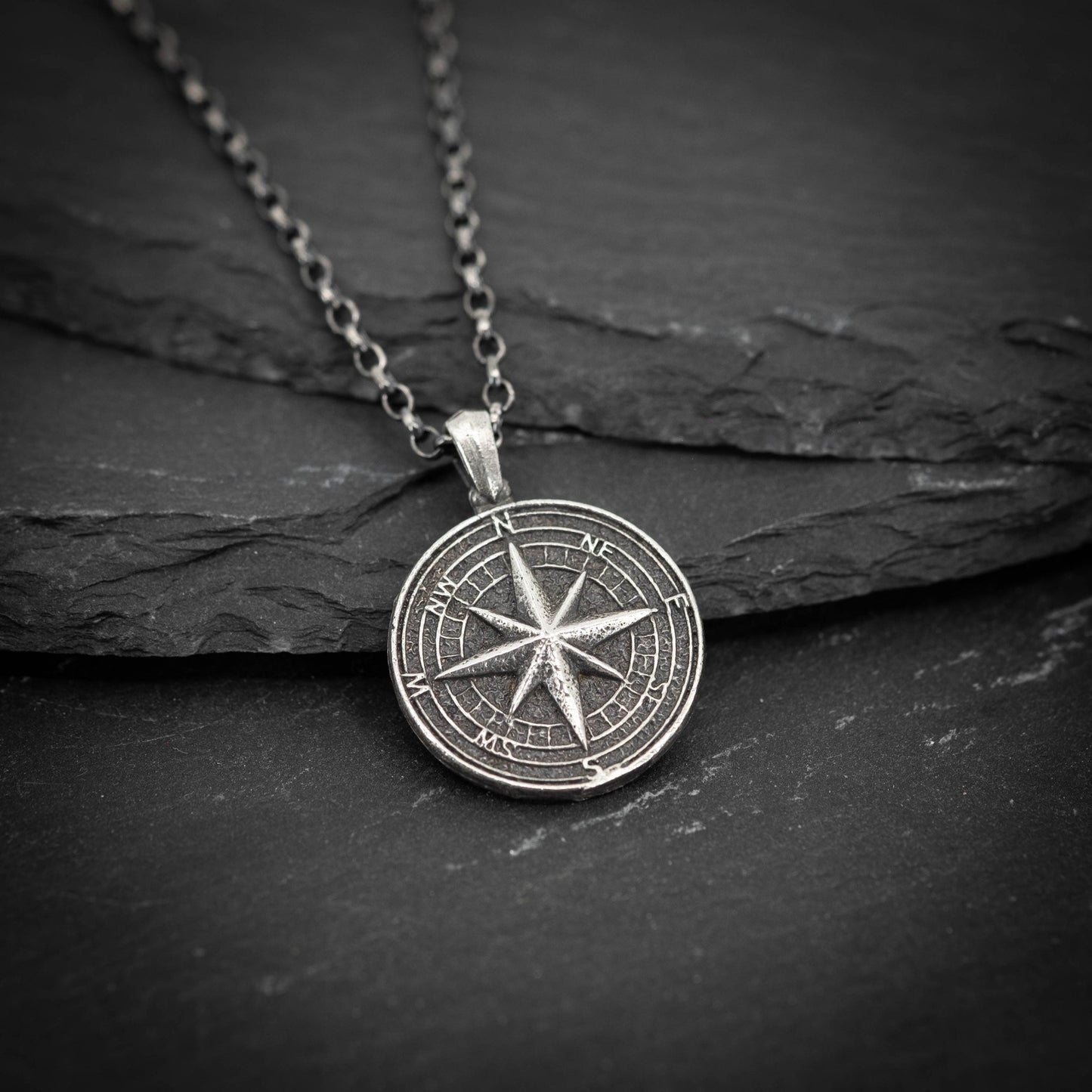 Mens Personalized Silver Compass pendant necklace, Travel wanderlust necklace gift, Adventure mens gift, custom necklace, Christmas gifts