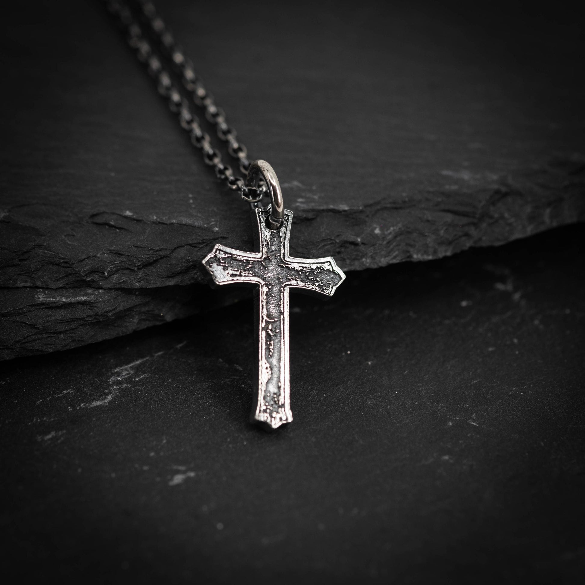 Men’s Silver Cross Necklace – Personalized Handmade Christian Jewelry, Faith Symbol Pendant, Religious Gift for Husband or Boyfriend